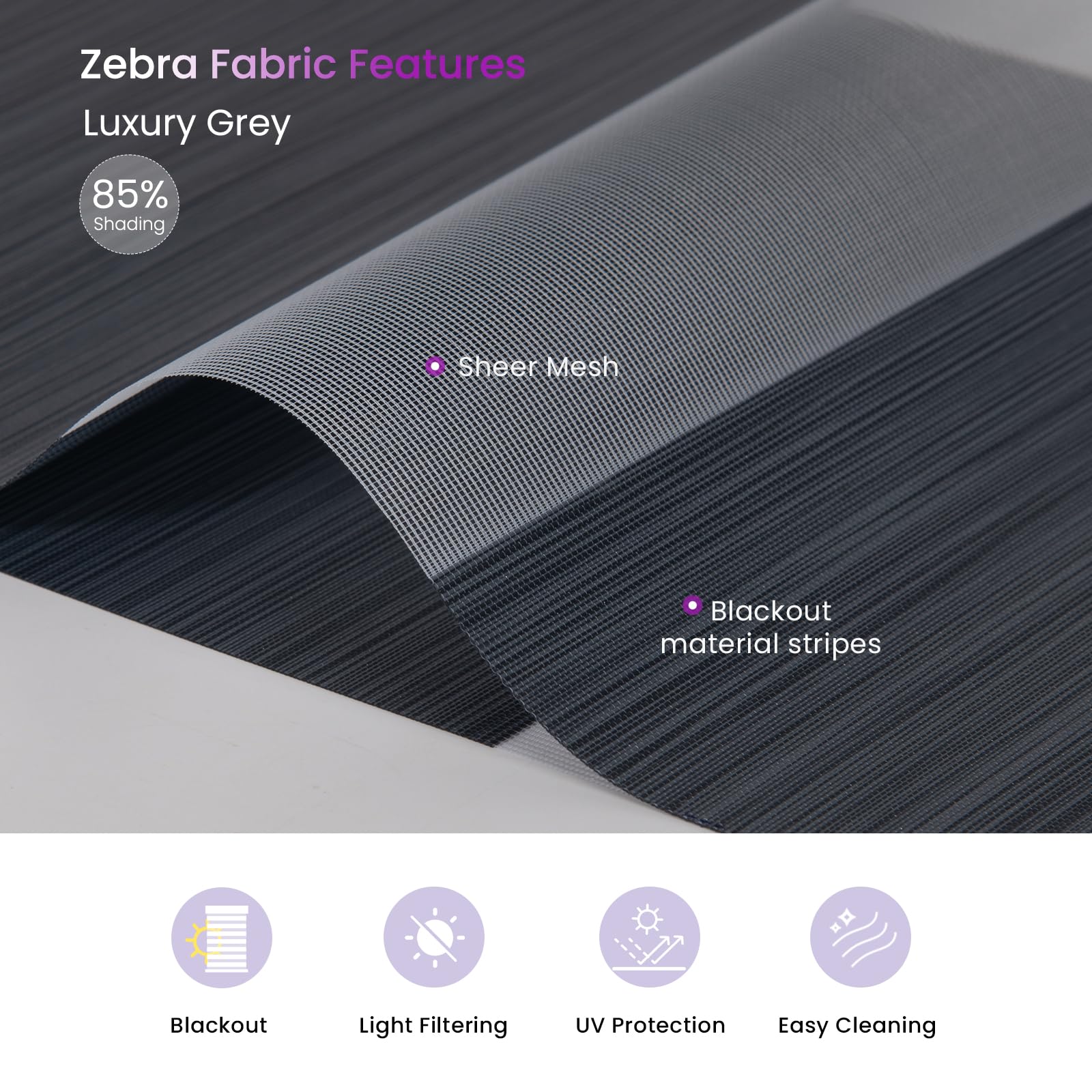 Smart Motorized Zebra Shades - Works with Alexa/Google