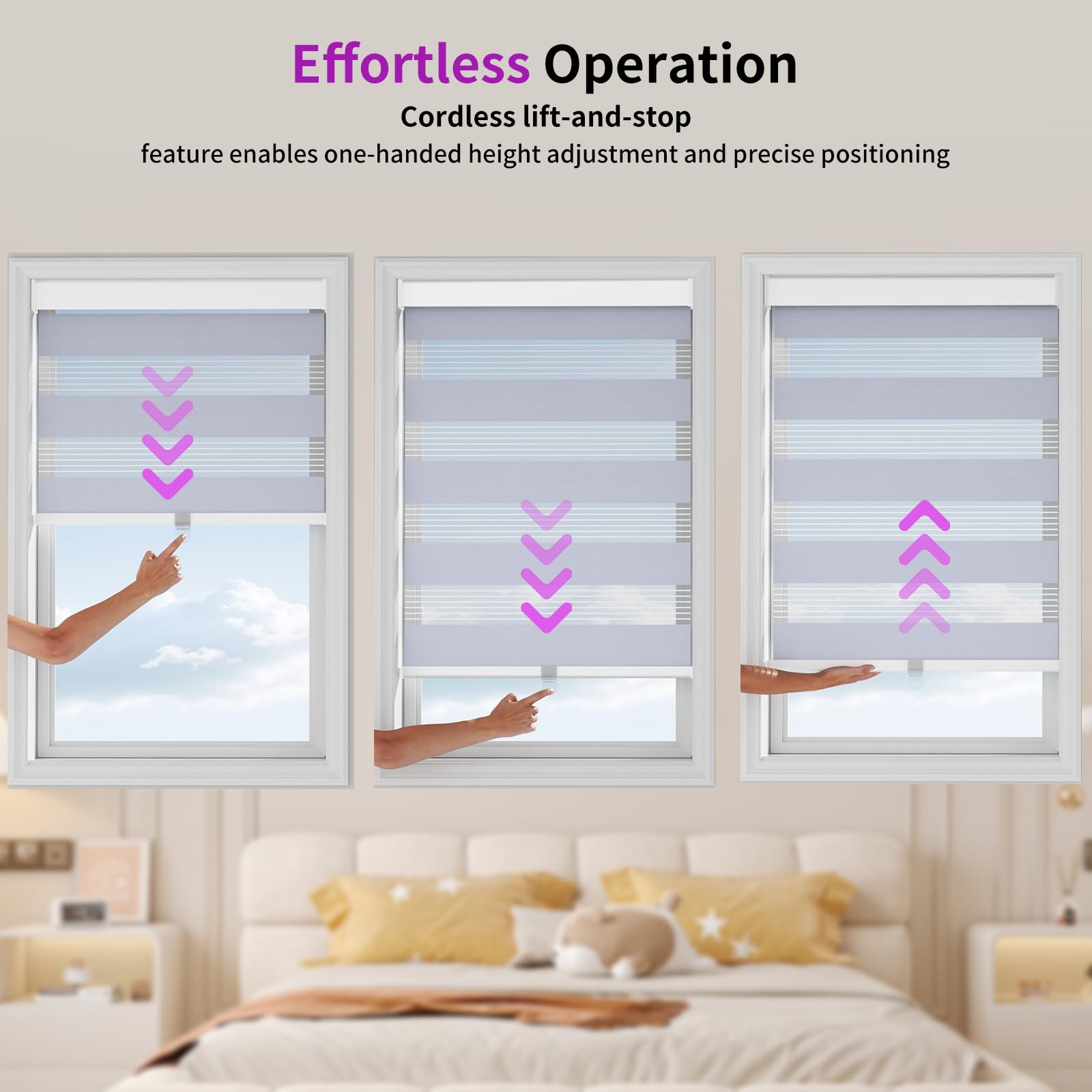 Zebra Sheer Roller Shades with Valance