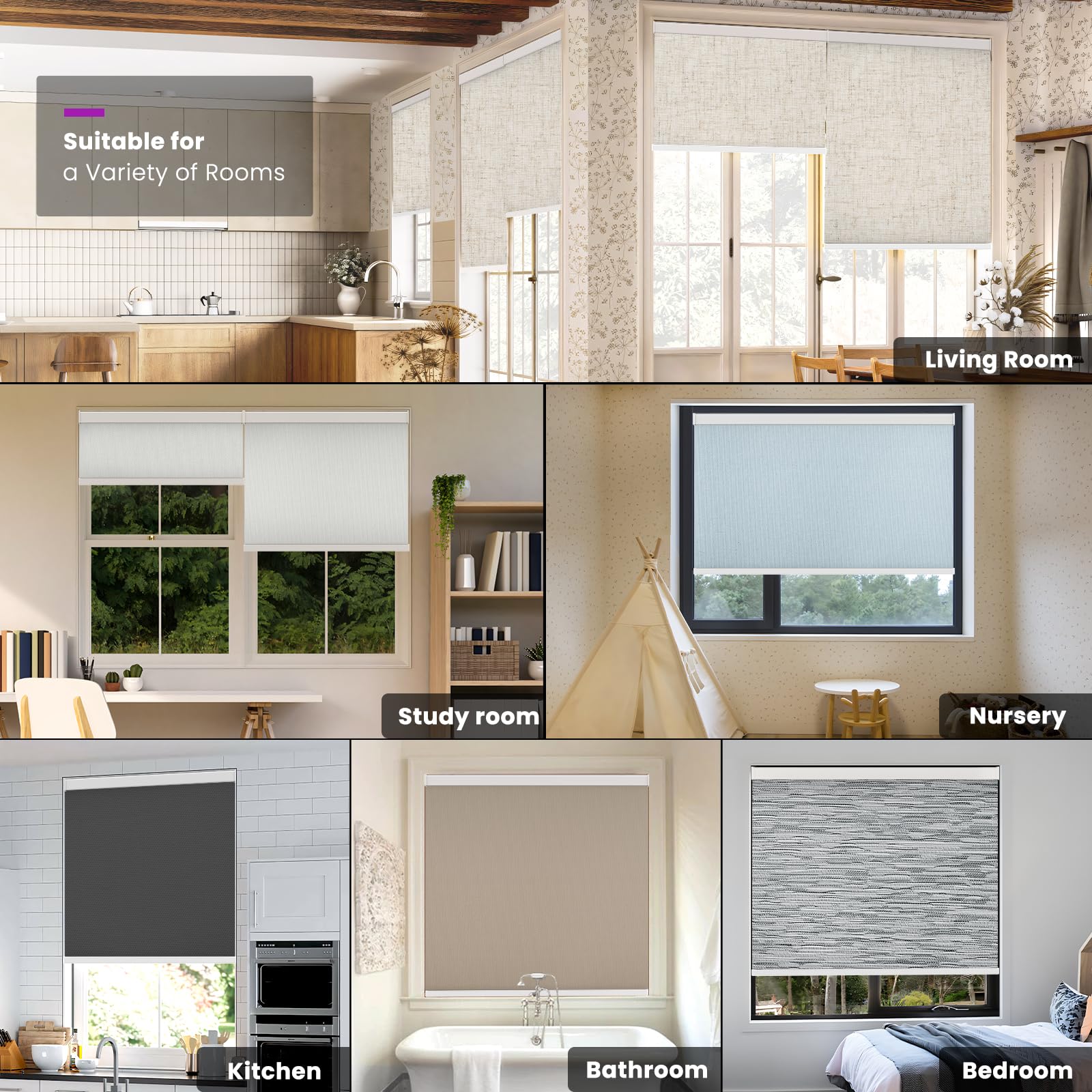 Smart Blackout Roller Shades - Motorized & Voice Controlled (Custom Sizes)​