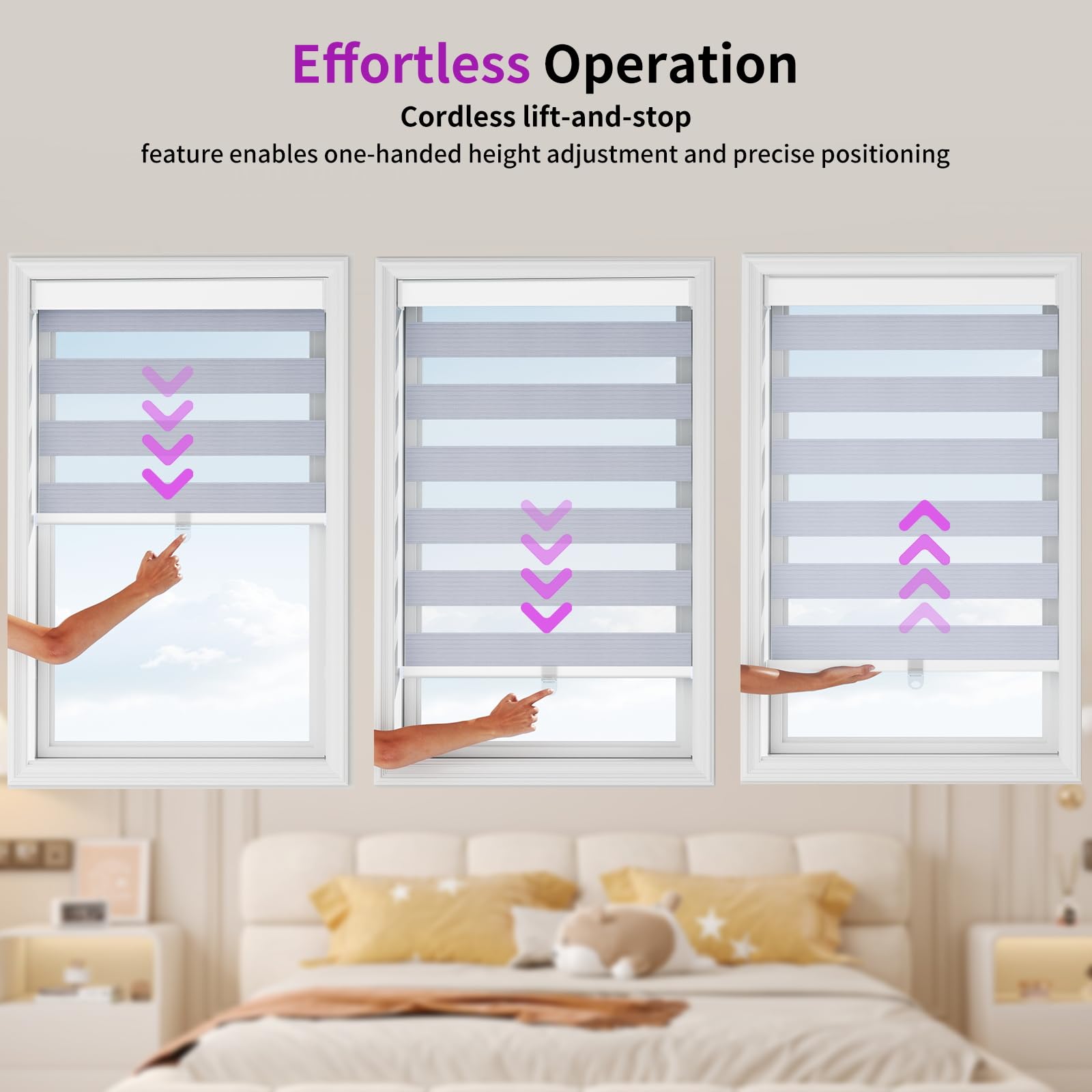 Zebra Sheer Roller Shades with Valance