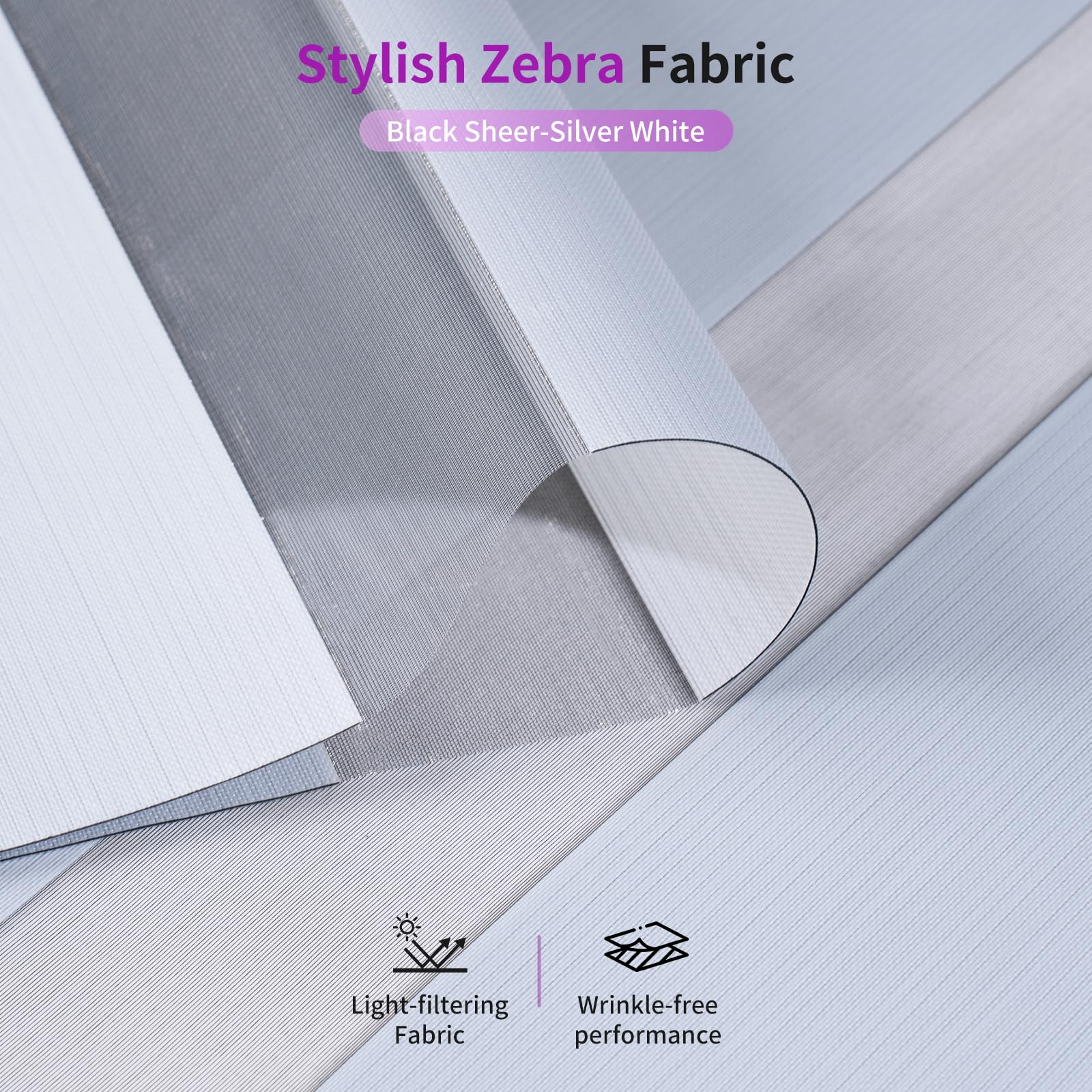 Zebra Sheer Roller Shades with Valance