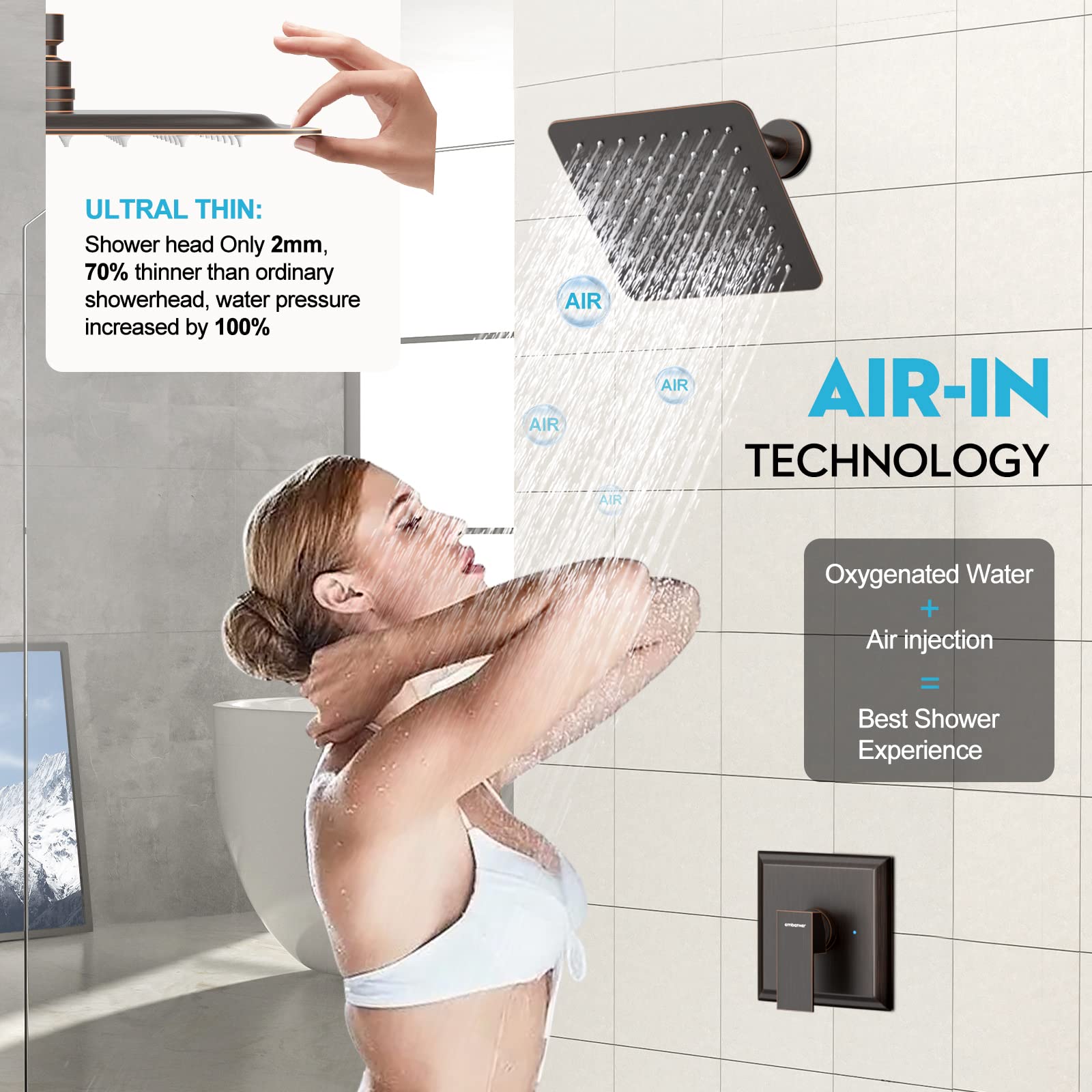 8 Inch Elbow Pipe Shower Kit （Square）