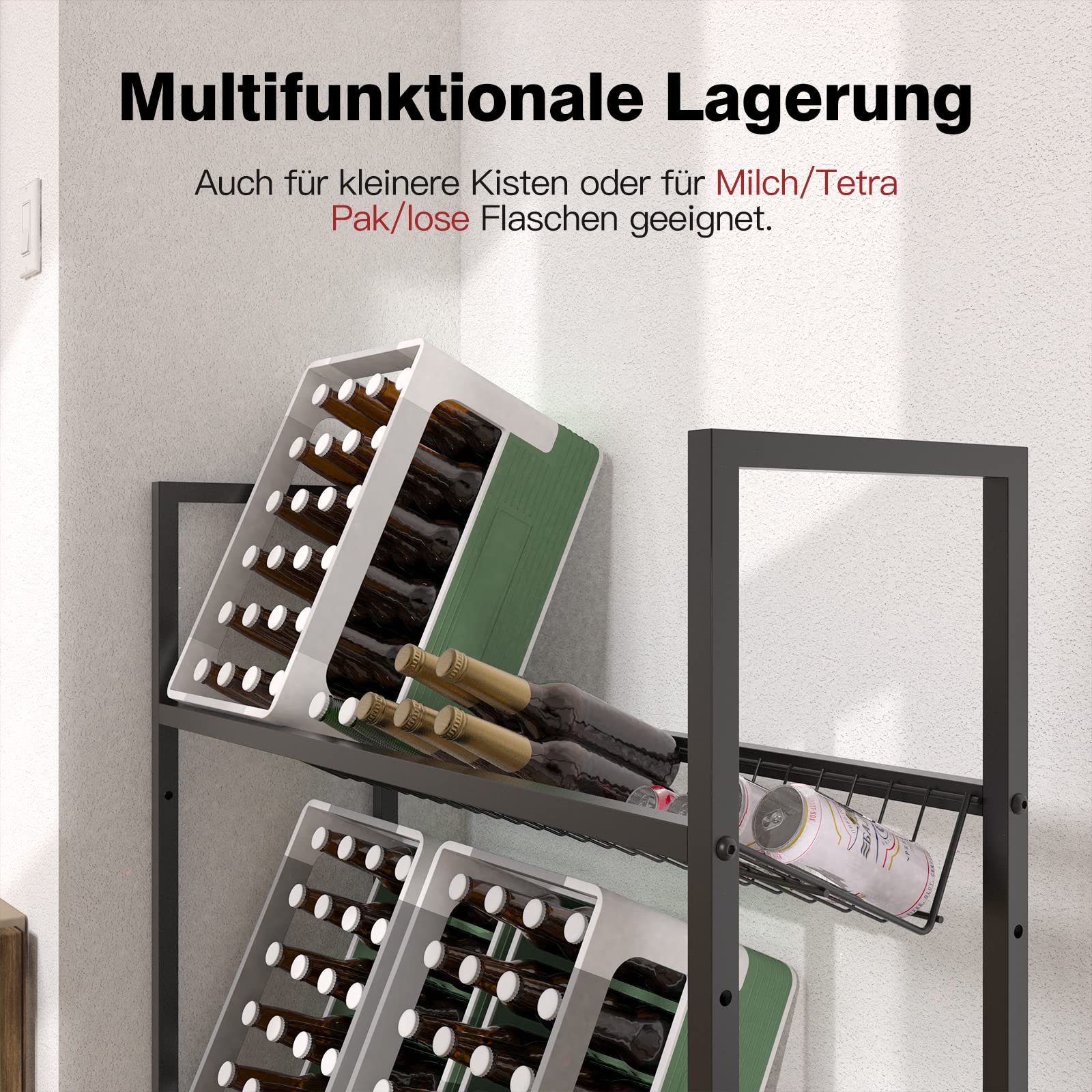 Adjustable Metal Beverage Crate Shelf (Holds 6 Crates)