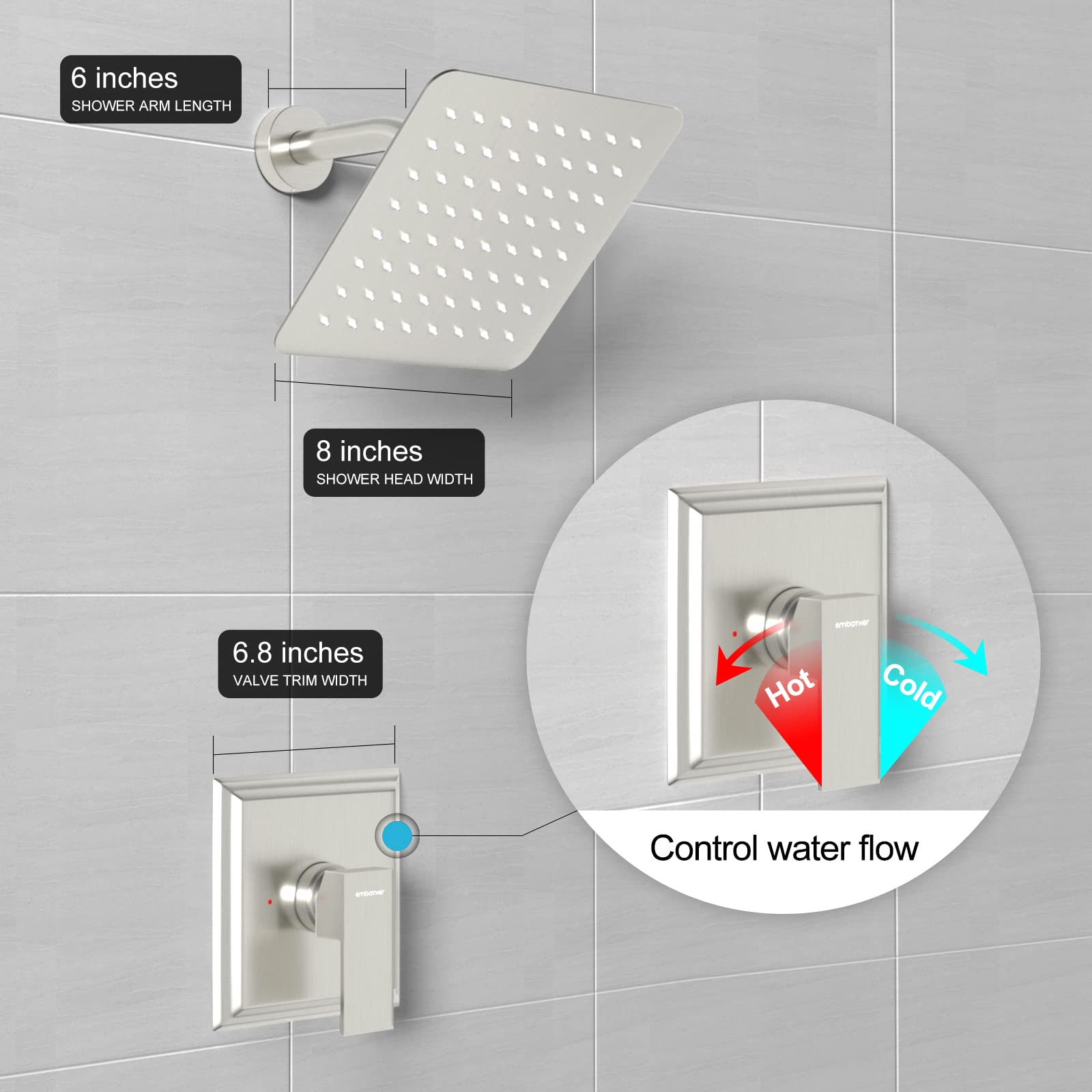 8 Inch Elbow Pipe Shower Kit （Square）