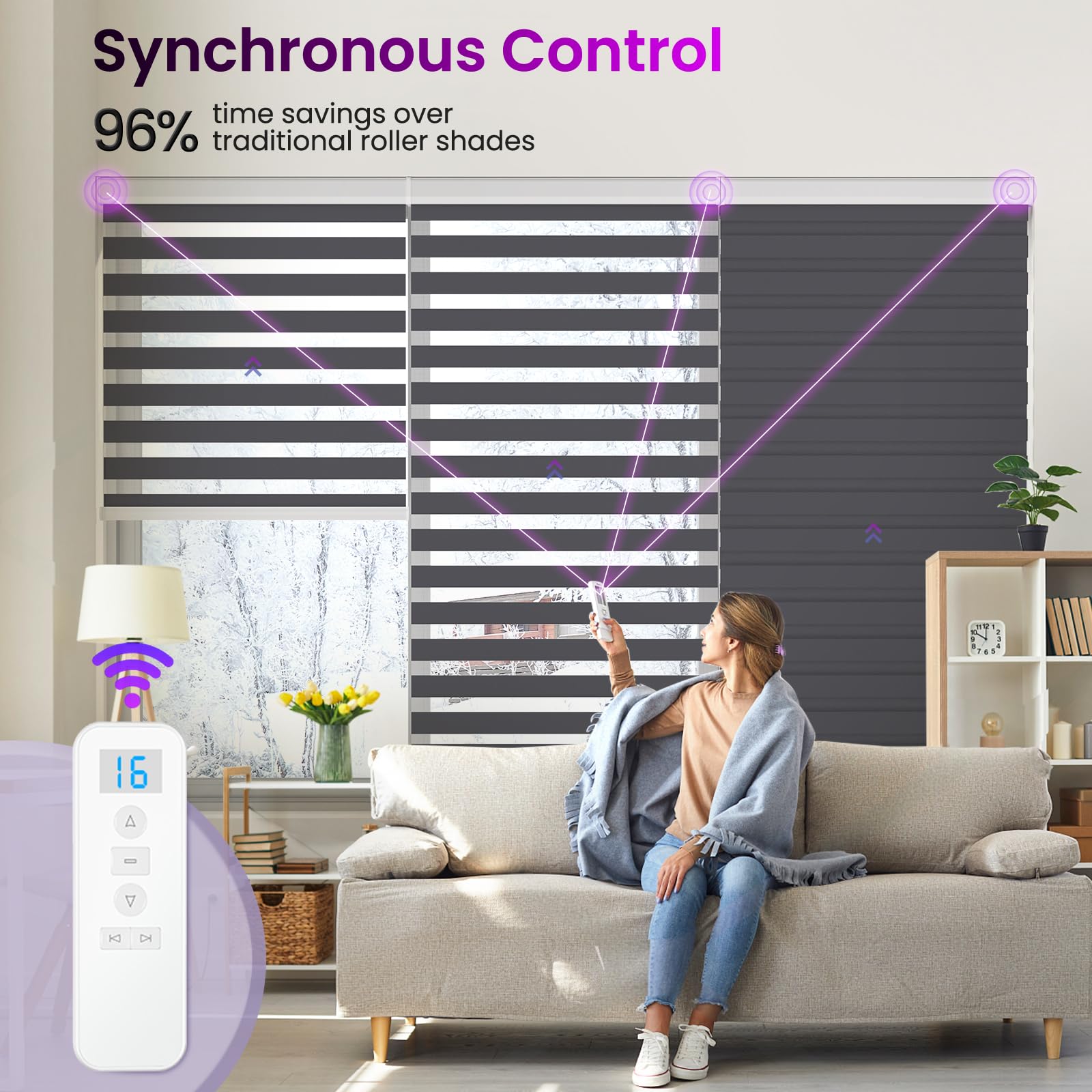 Smart Motorized Zebra Shades - Works with Alexa/Google