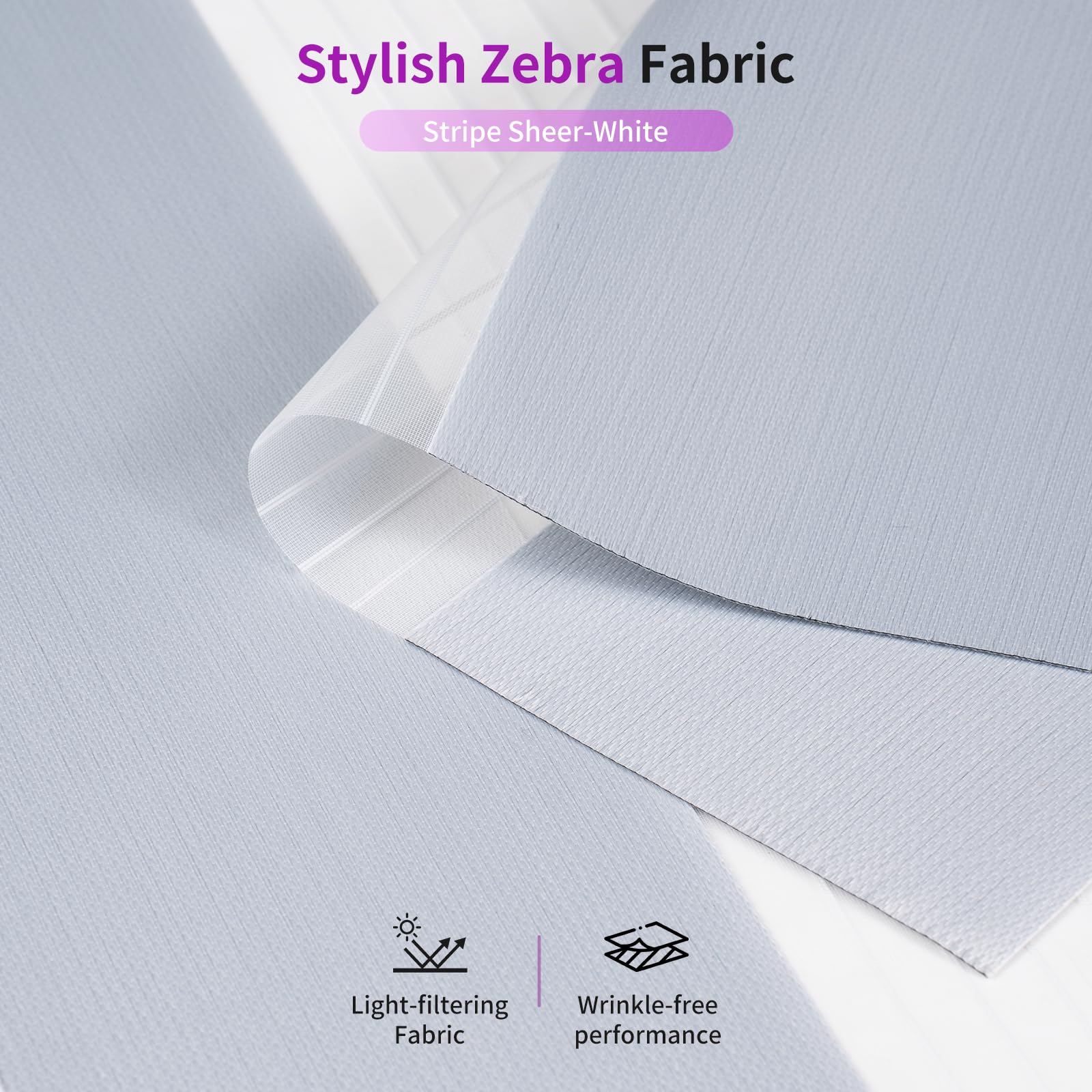 Zebra Sheer Roller Shades with Valance