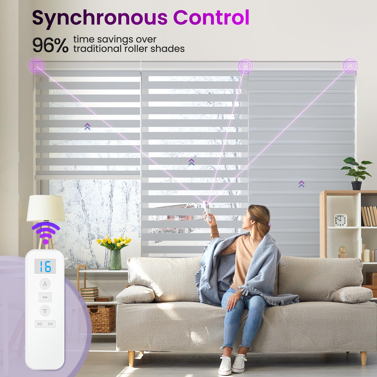 Smart Motorized Zebra Shades - Works with Alexa/Google