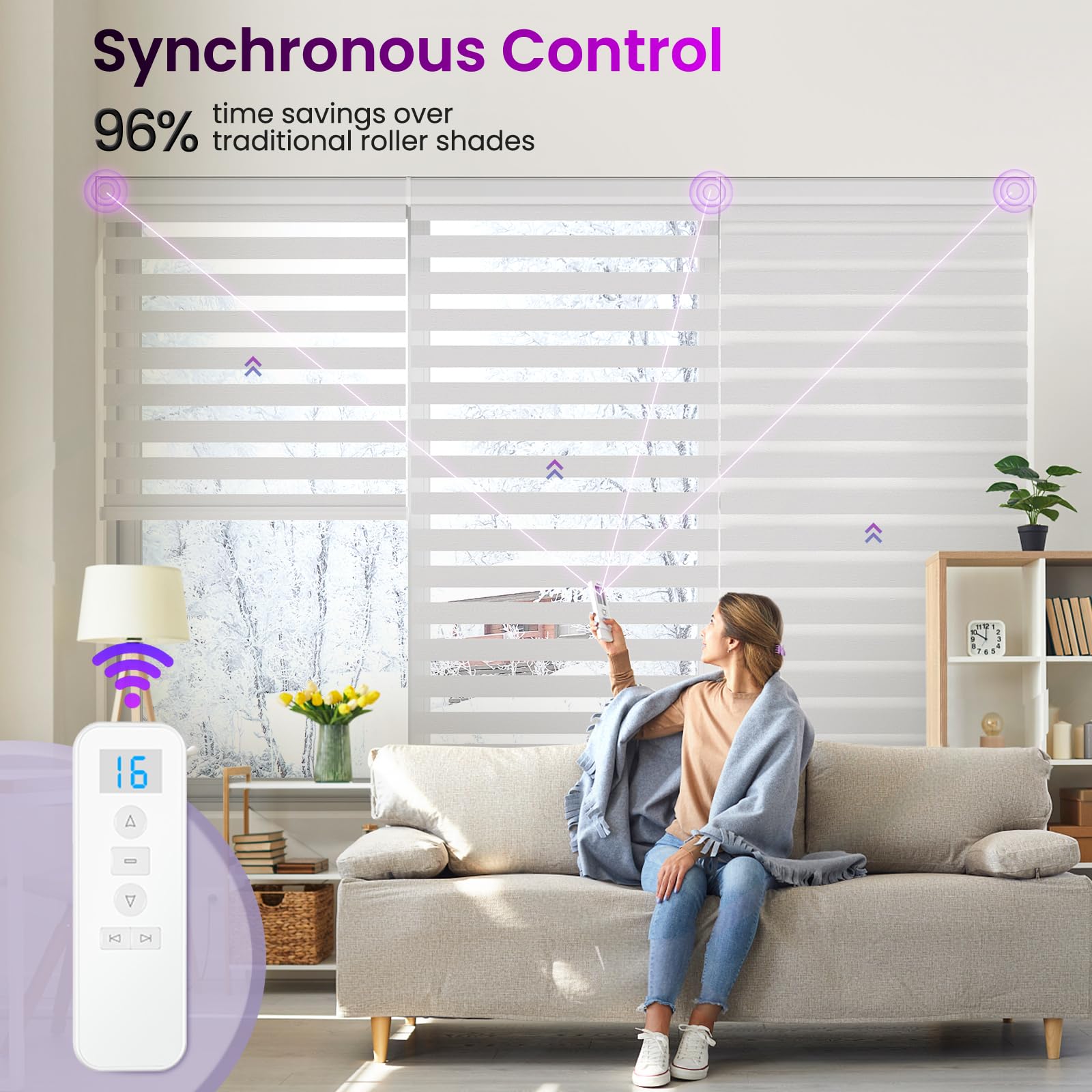 Smart Motorized Zebra Shades - Works with Alexa/Google