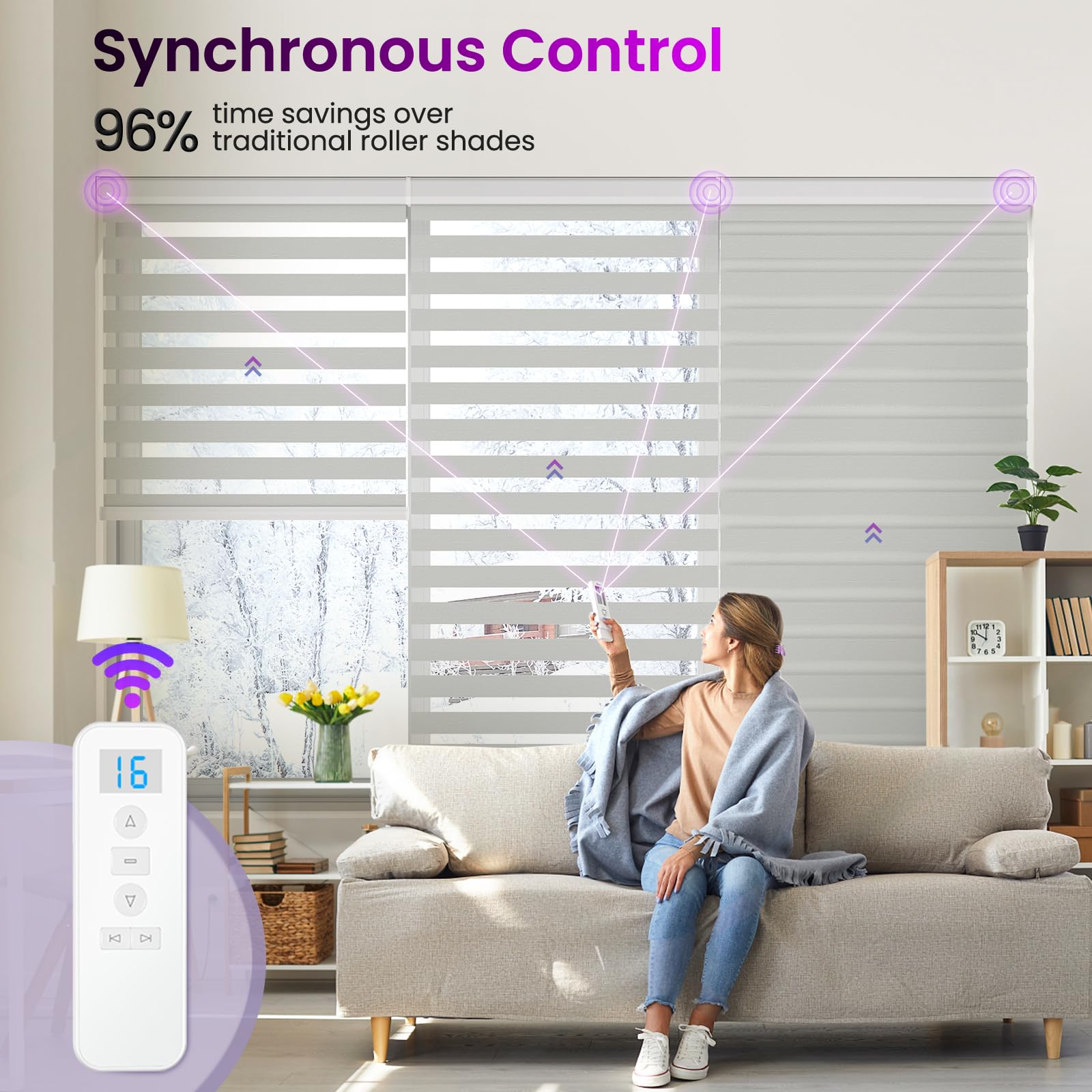 Smart Motorized Zebra Shades - Works with Alexa/Google