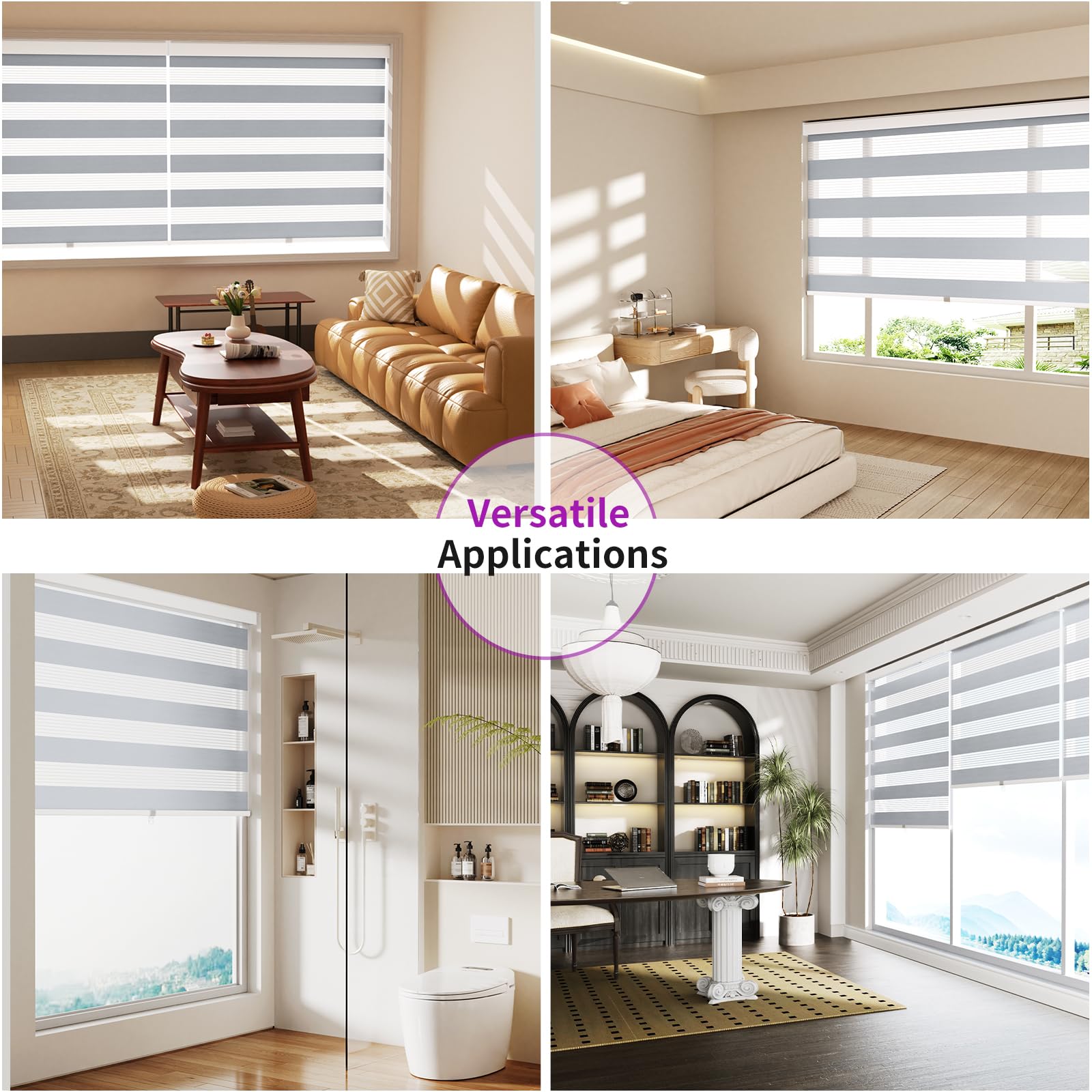 Zebra Sheer Roller Shades with Valance