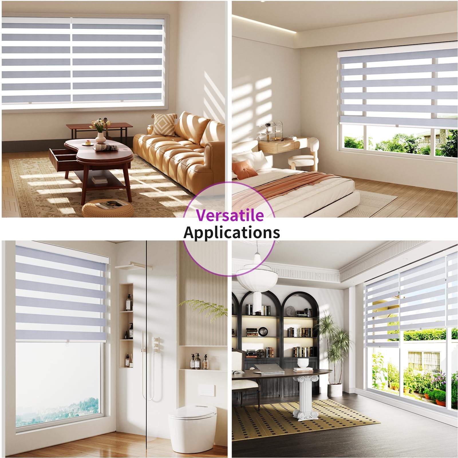 Zebra Sheer Roller Shades with Valance