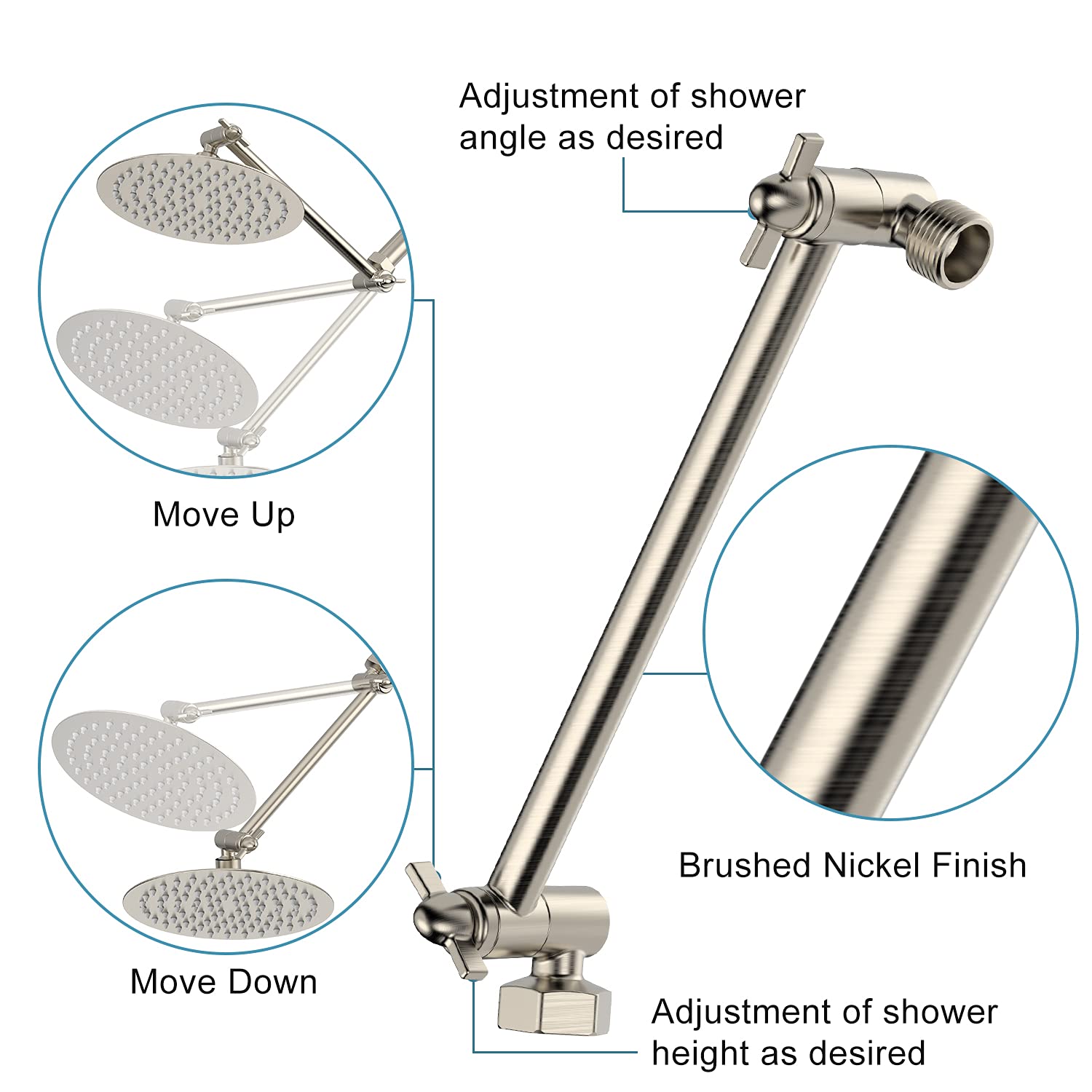 8 Inch Adjustable Rod Shower Kit (Round)