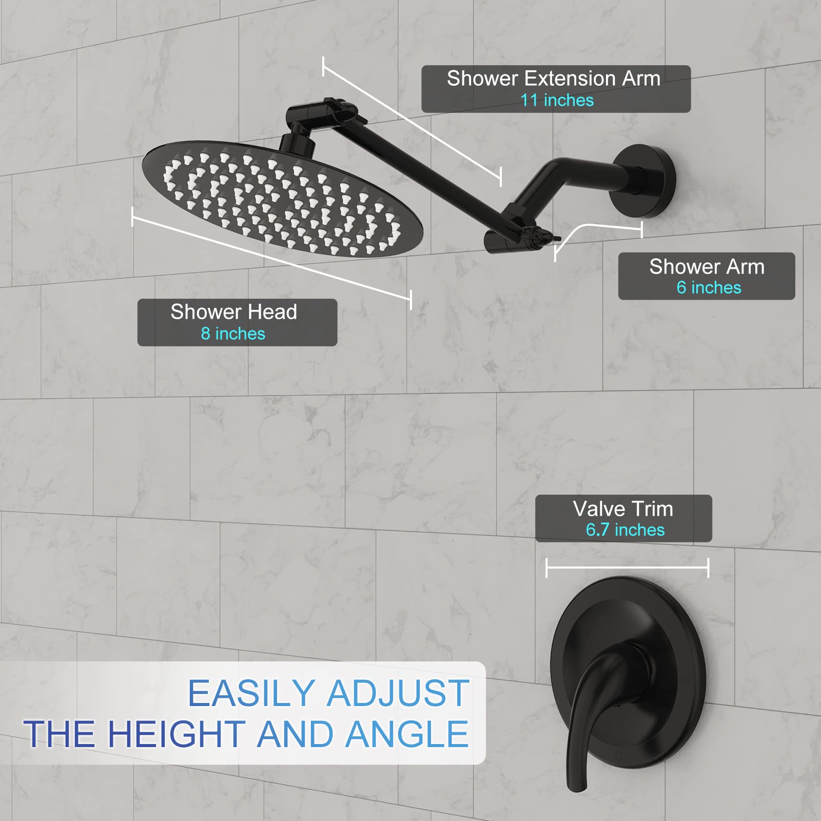 8 Inch Adjustable Rod Shower Kit (Round)