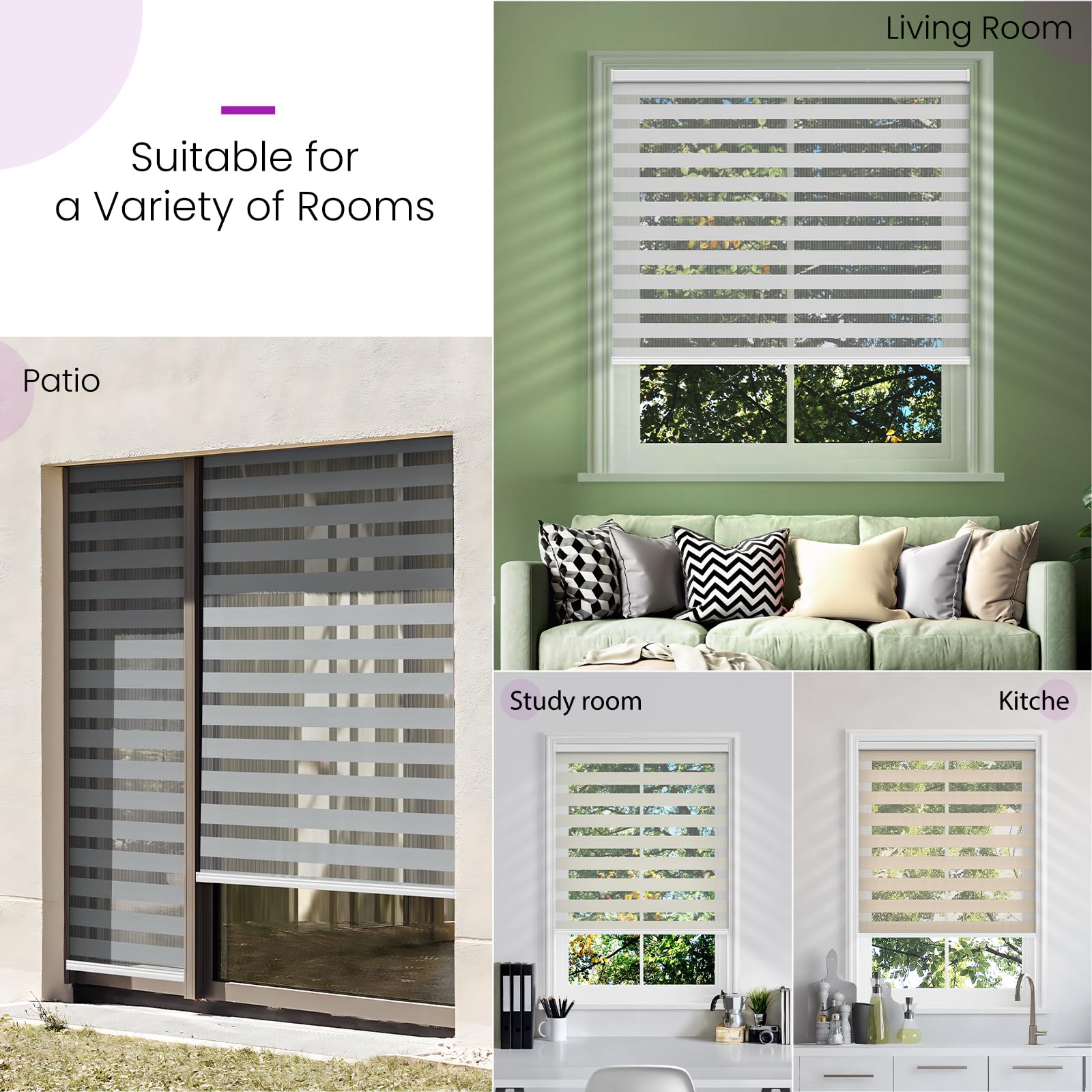 Smart Motorized Zebra Shades - Works with Alexa/Google