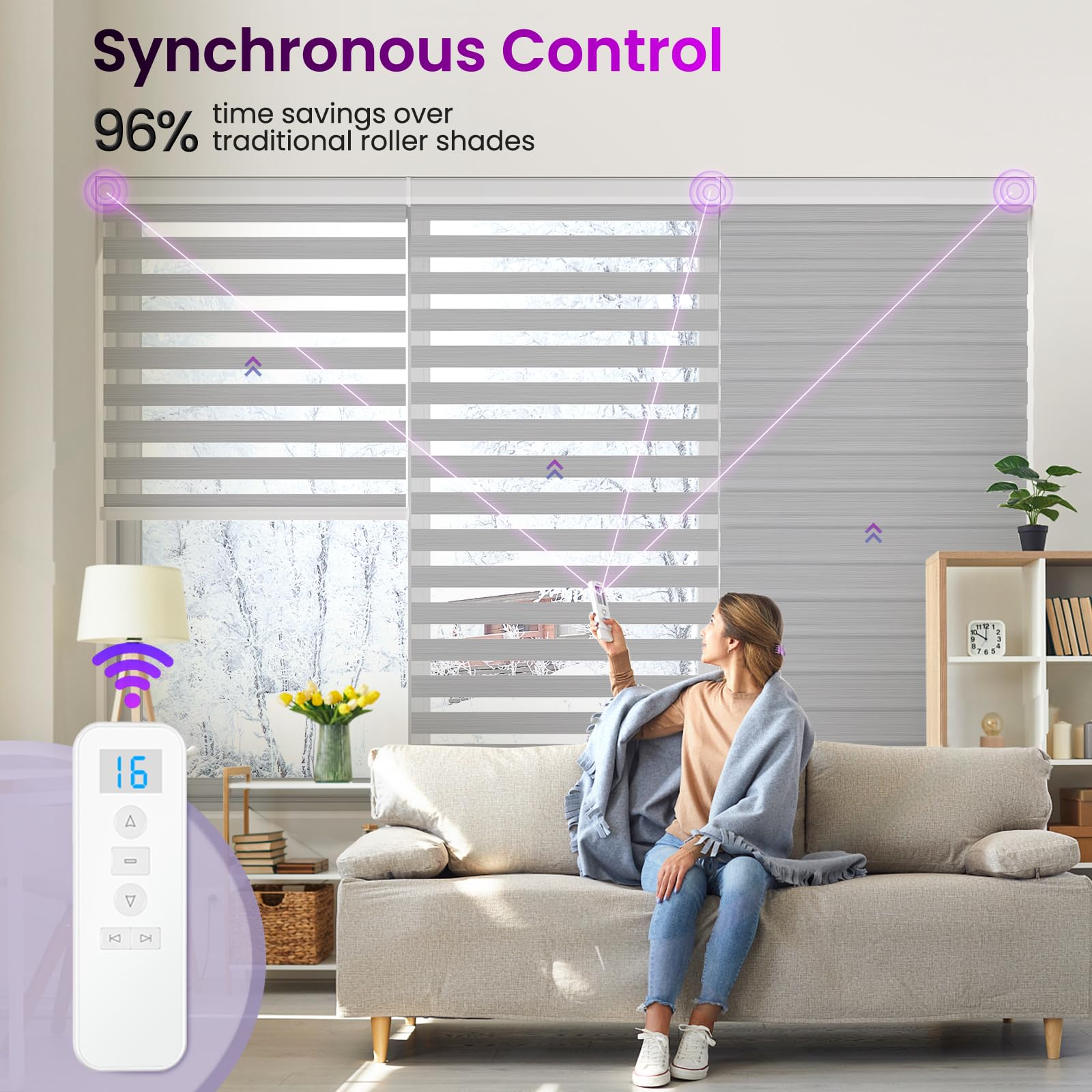 Smart Motorized Zebra Shades - Works with Alexa/Google