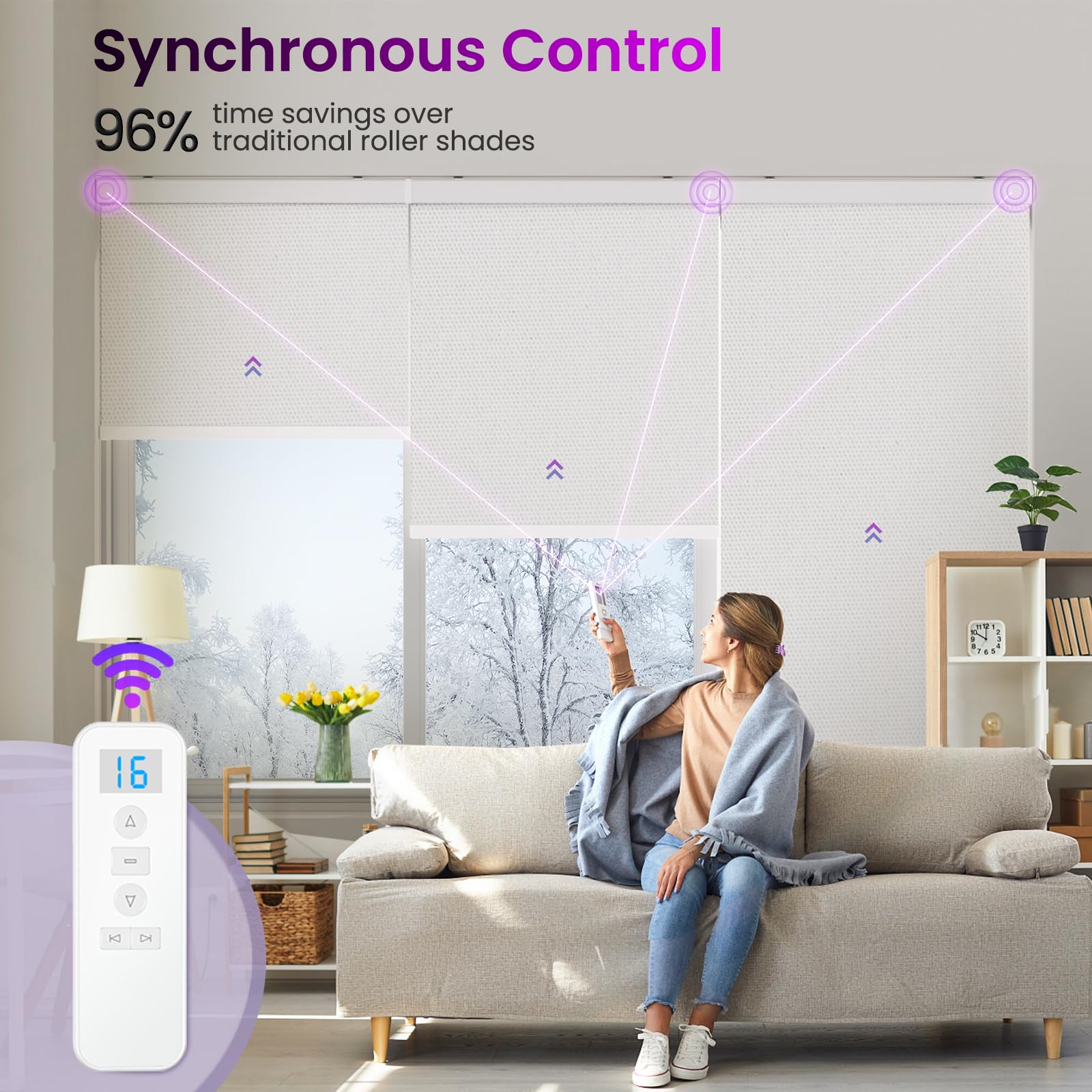 Smart Blackout Roller Shades - Motorized & Voice Controlled (Custom Sizes)​