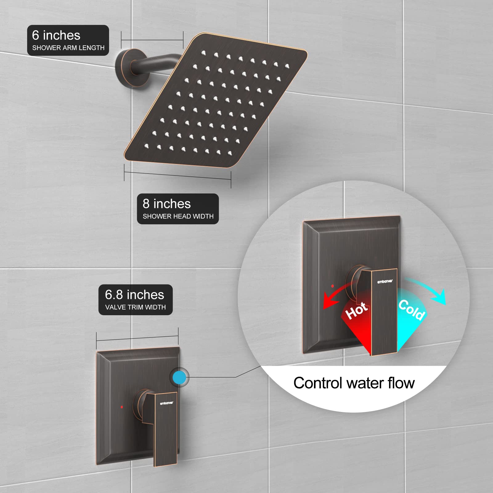 8 Inch Elbow Pipe Shower Kit （Square）