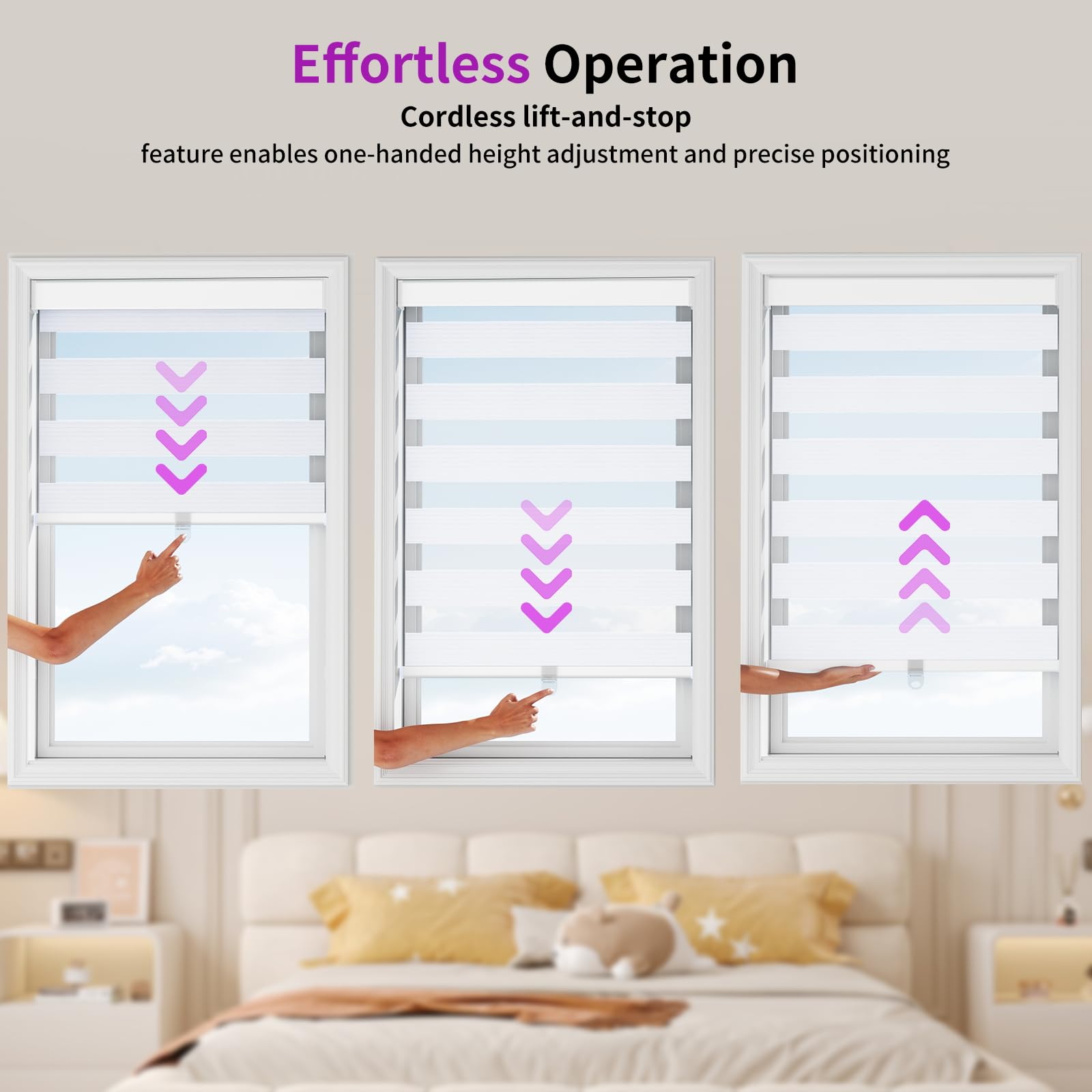 Zebra Sheer Roller Shades with Valance