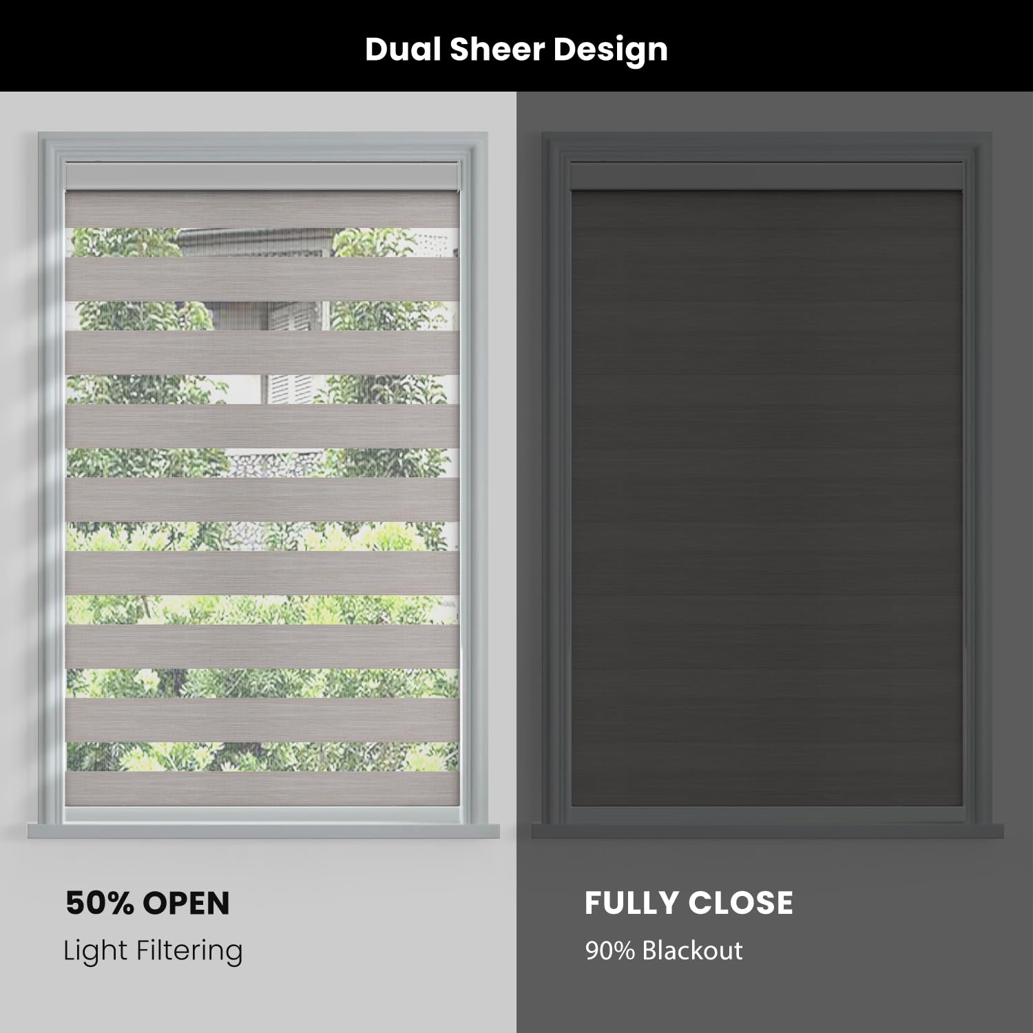 Smart Motorized Zebra Shades - Works with Alexa/Google