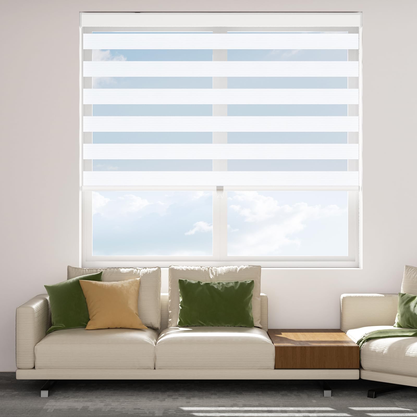 Zebra Sheer Roller Shades with Valance
