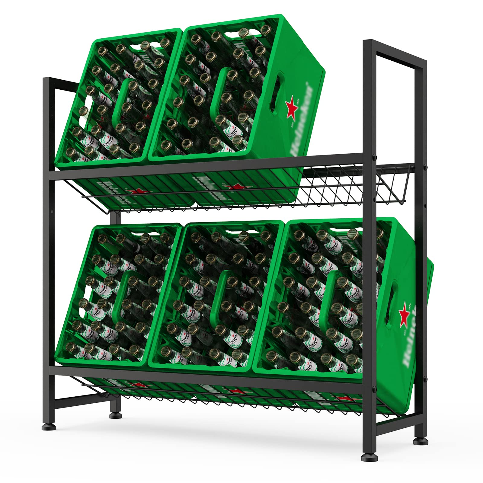 Adjustable Metal Beverage Crate Shelf (Holds 6 Crates)