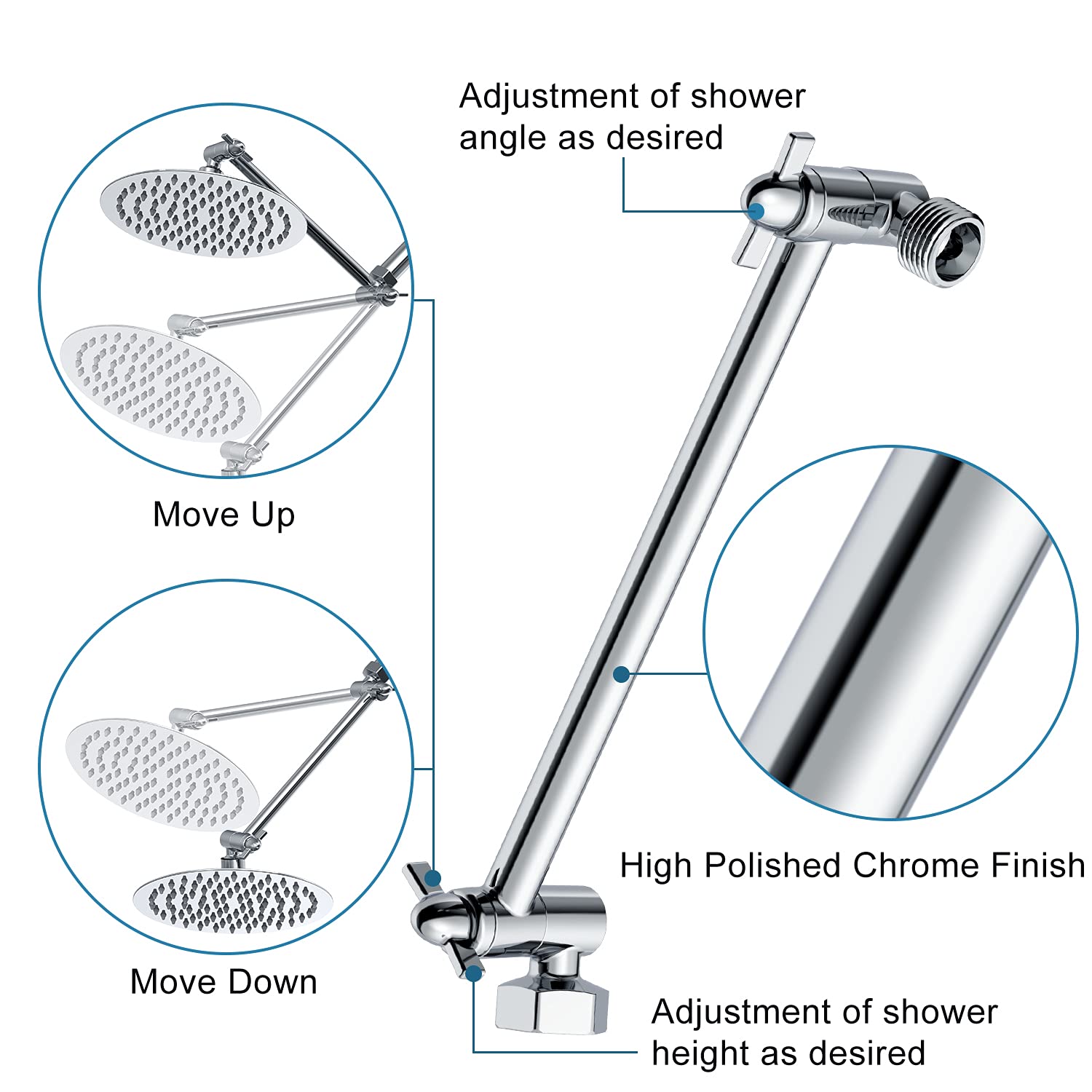 8 Inch Adjustable Rod Shower Kit (Round)
