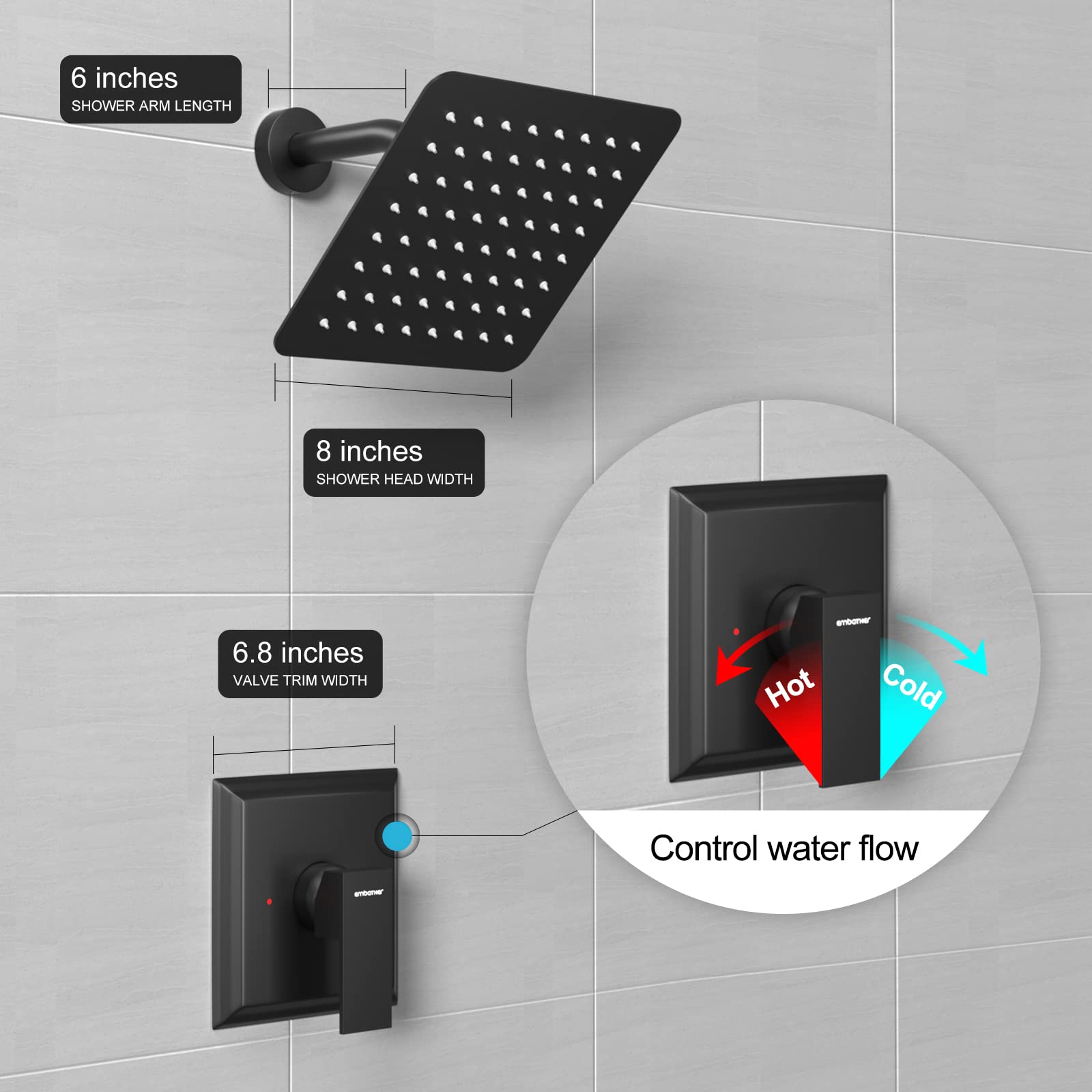 8 Inch Elbow Pipe Shower Kit （Square）