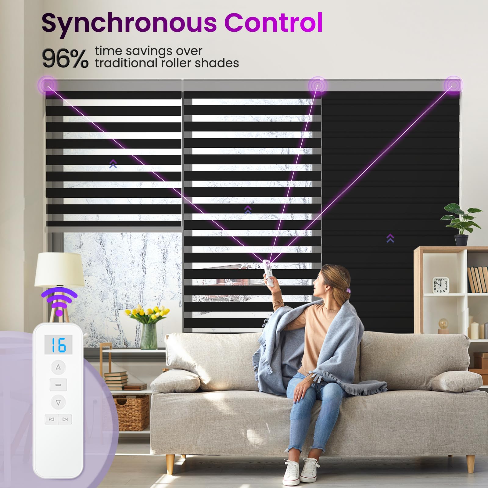 Smart Motorized Zebra Shades - Works with Alexa/Google