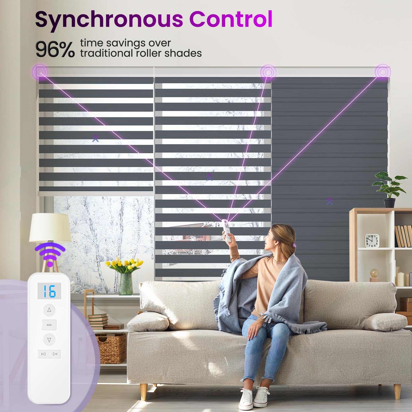 Smart Motorized Zebra Shades - Works with Alexa/Google