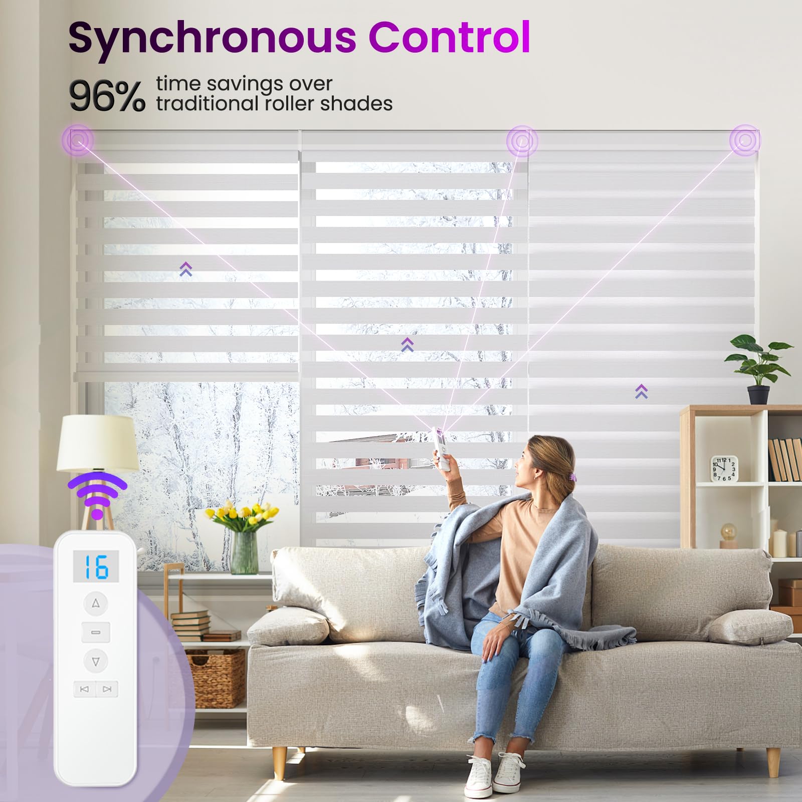 Smart Motorized Zebra Shades - Works with Alexa/Google