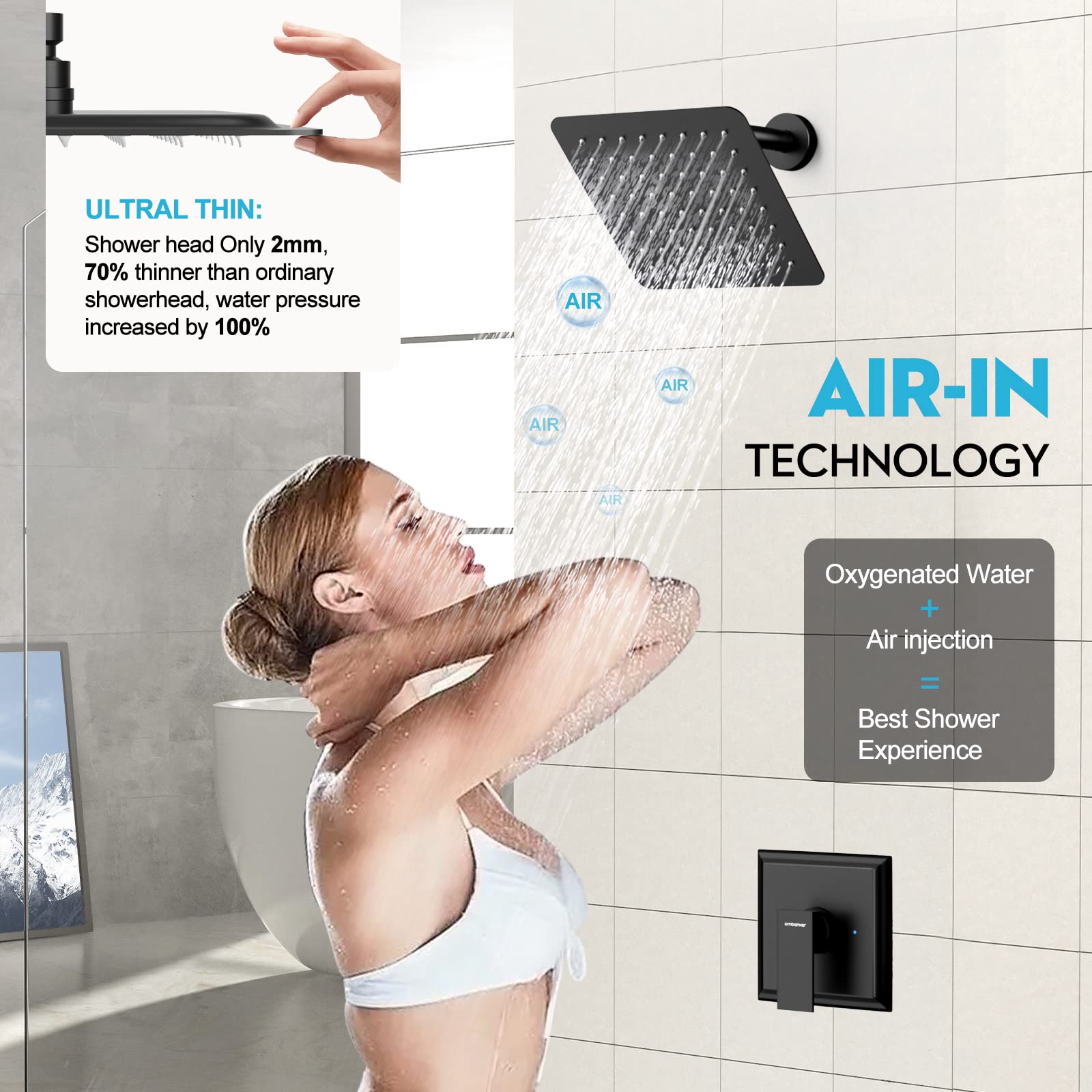 8 Inch Elbow Pipe Shower Kit （Square）