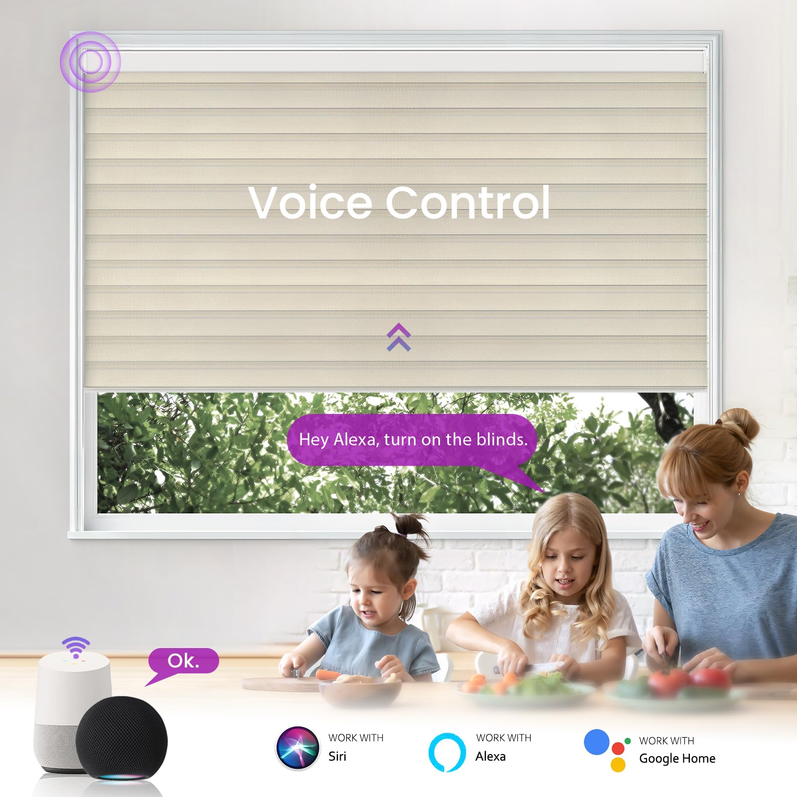 Smart Motorized Shangri-La Shades - Works with Alexa/Google