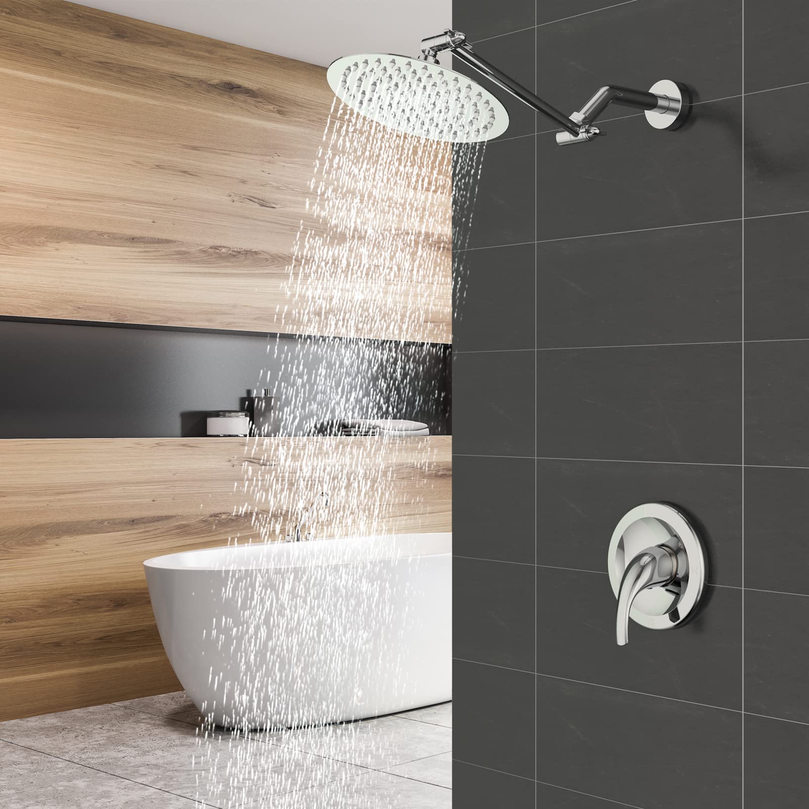 8 Inch Adjustable Rod Shower Kit (Round)