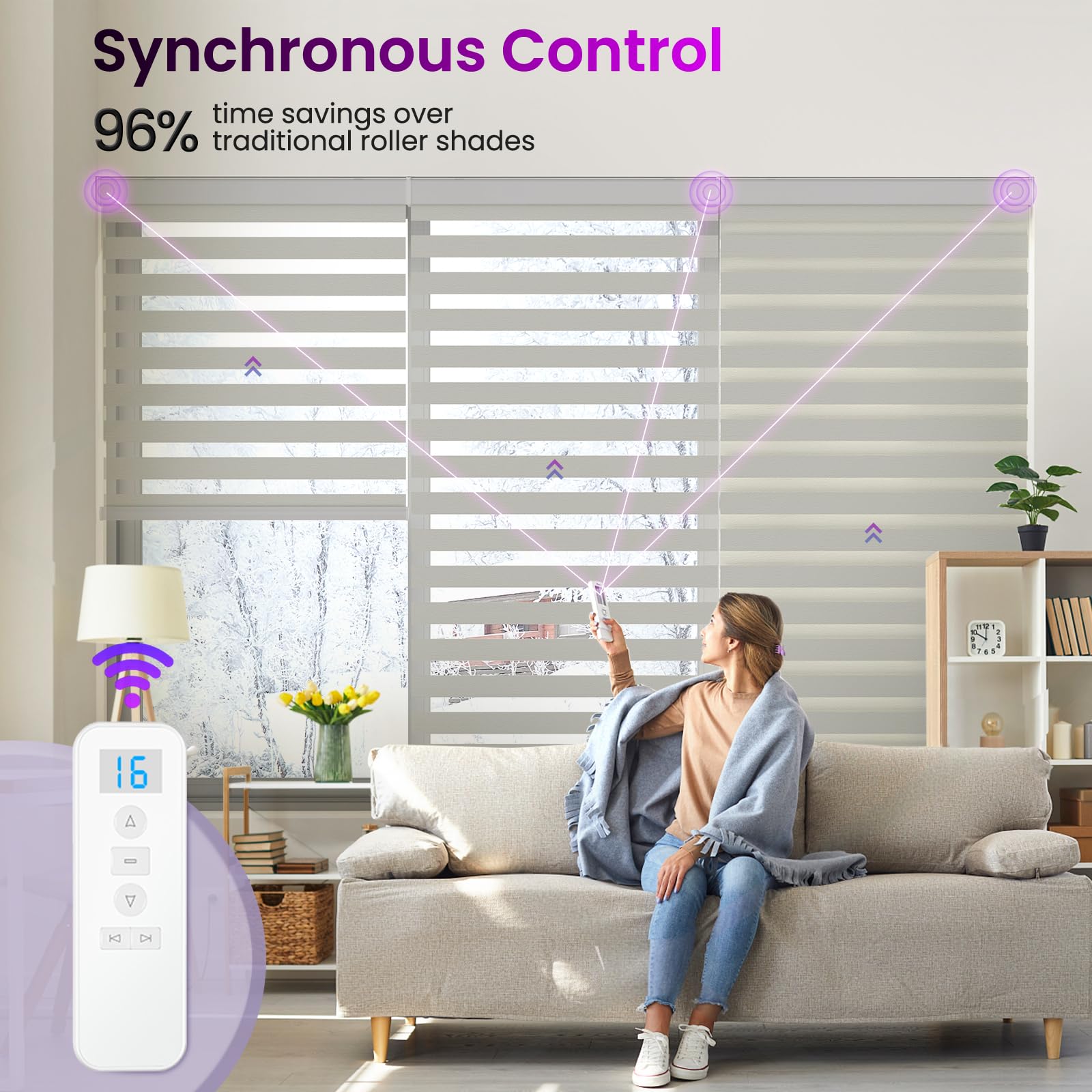 Smart Motorized Zebra Shades - Works with Alexa/Google