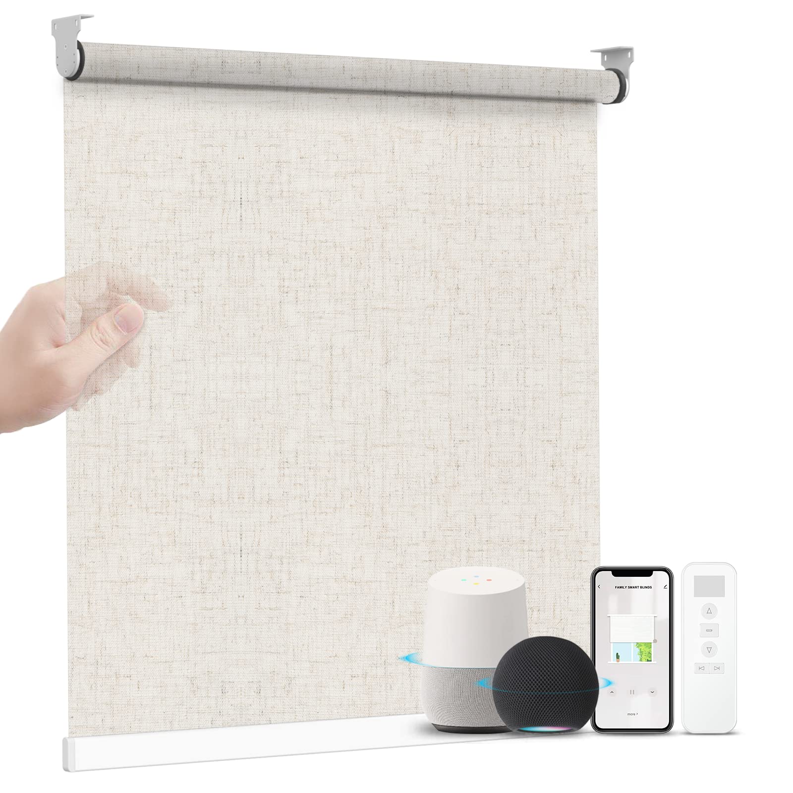 Smart Blackout Roller Shades - Motorized & Voice Controlled (Custom Sizes)​