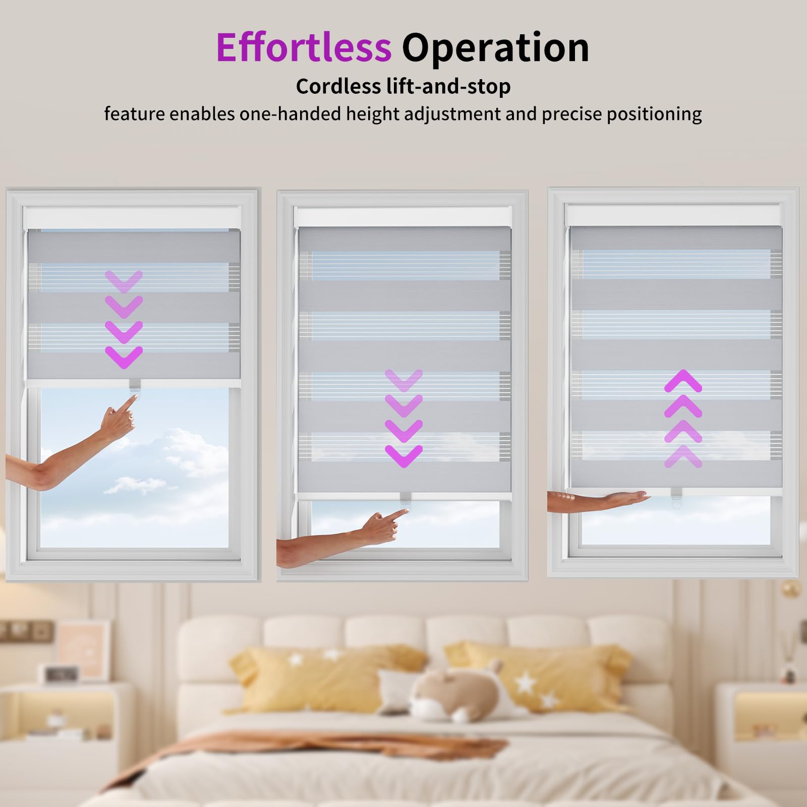 Zebra Sheer Roller Shades with Valance