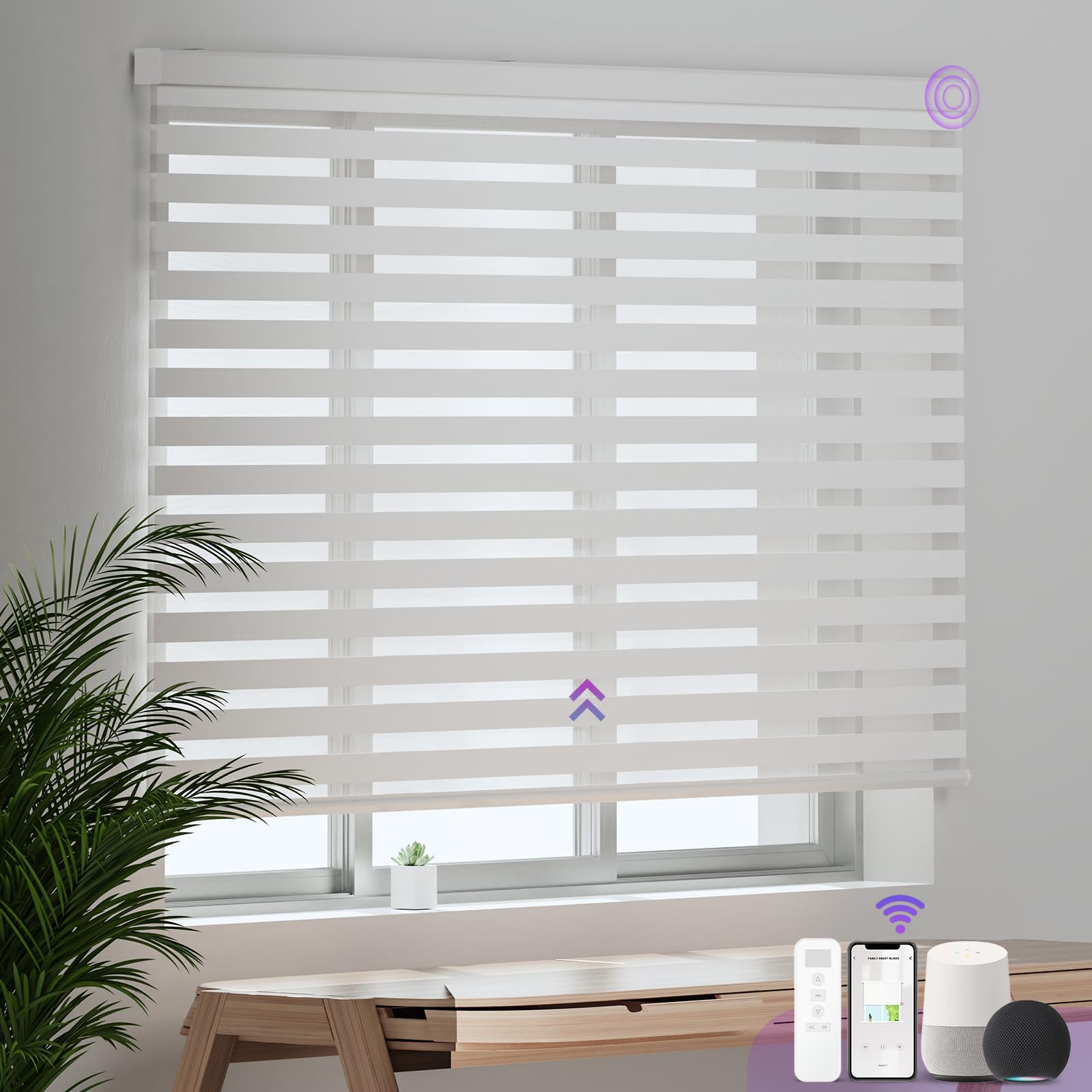 Smart Motorized Zebra Shades - Works with Alexa/Google