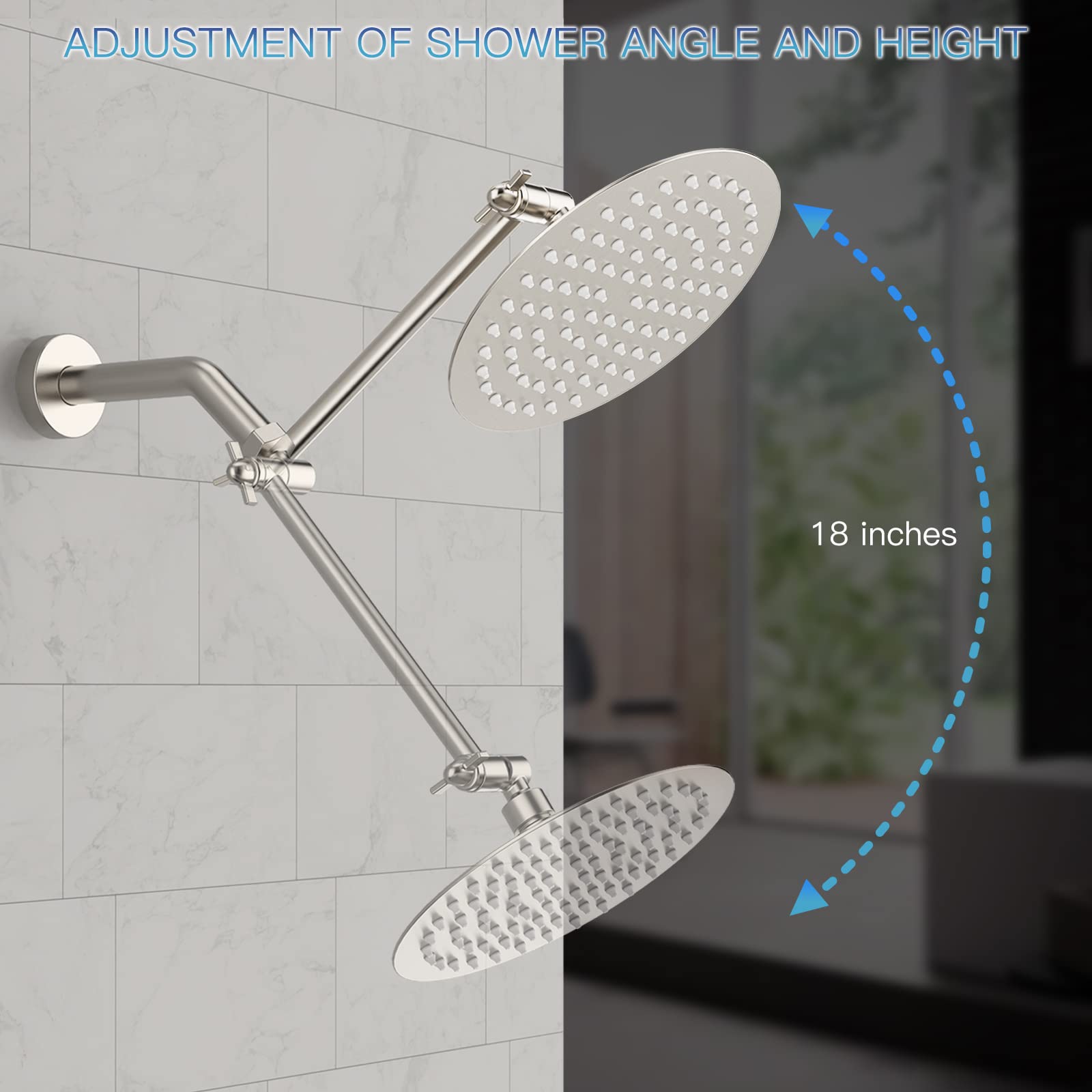 8 Inch Adjustable Rod Shower Kit (Round)