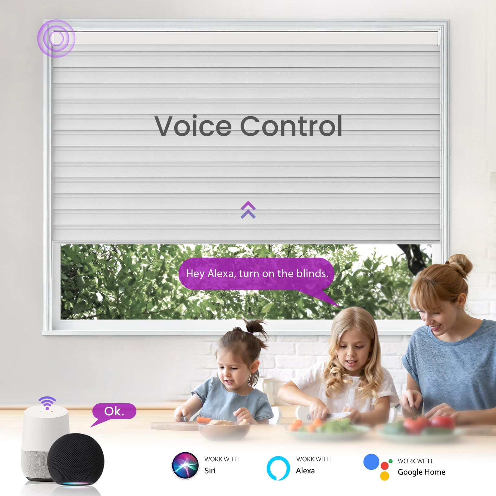 Smart Motorized Shangri-La Shades - Works with Alexa/Google