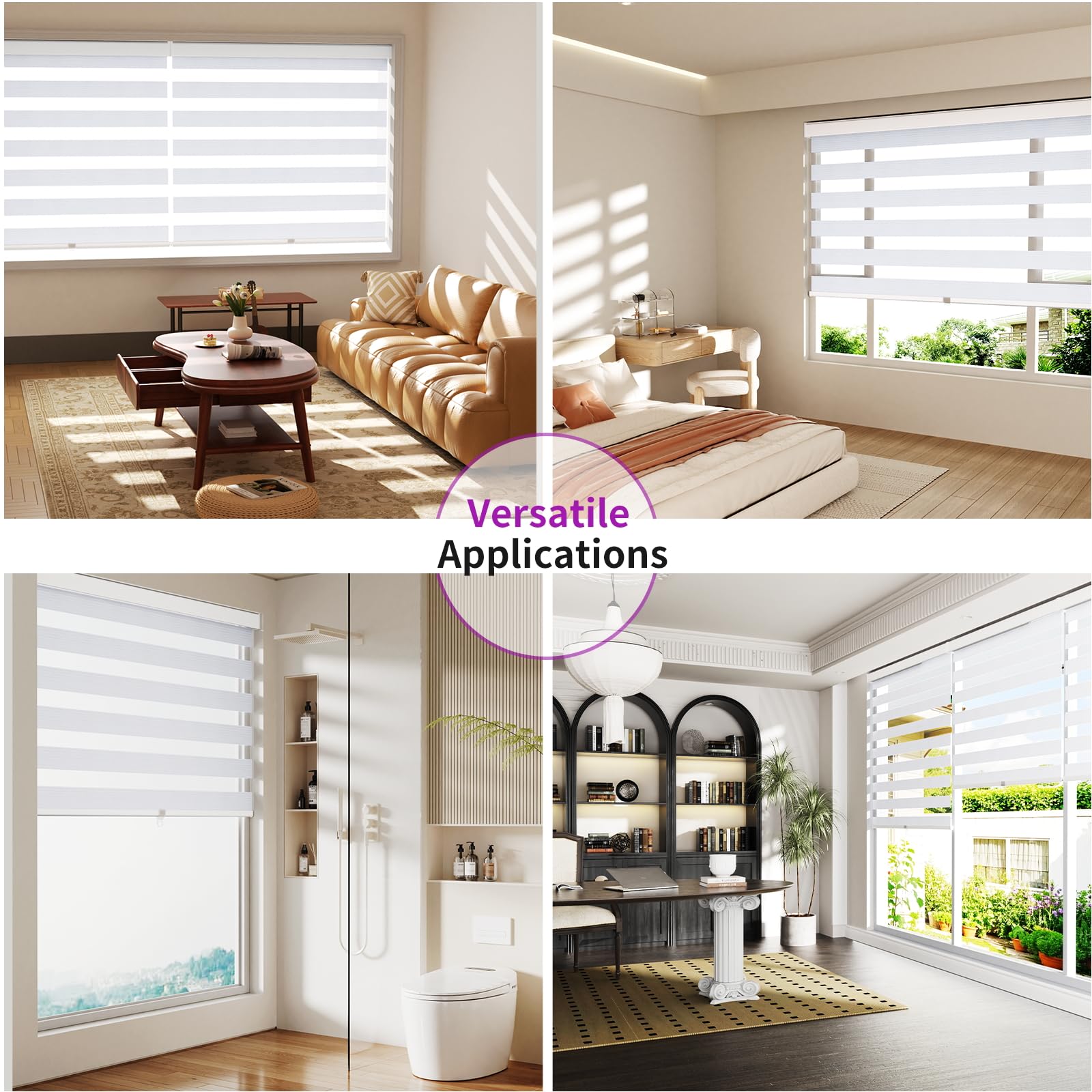 Zebra Sheer Roller Shades with Valance
