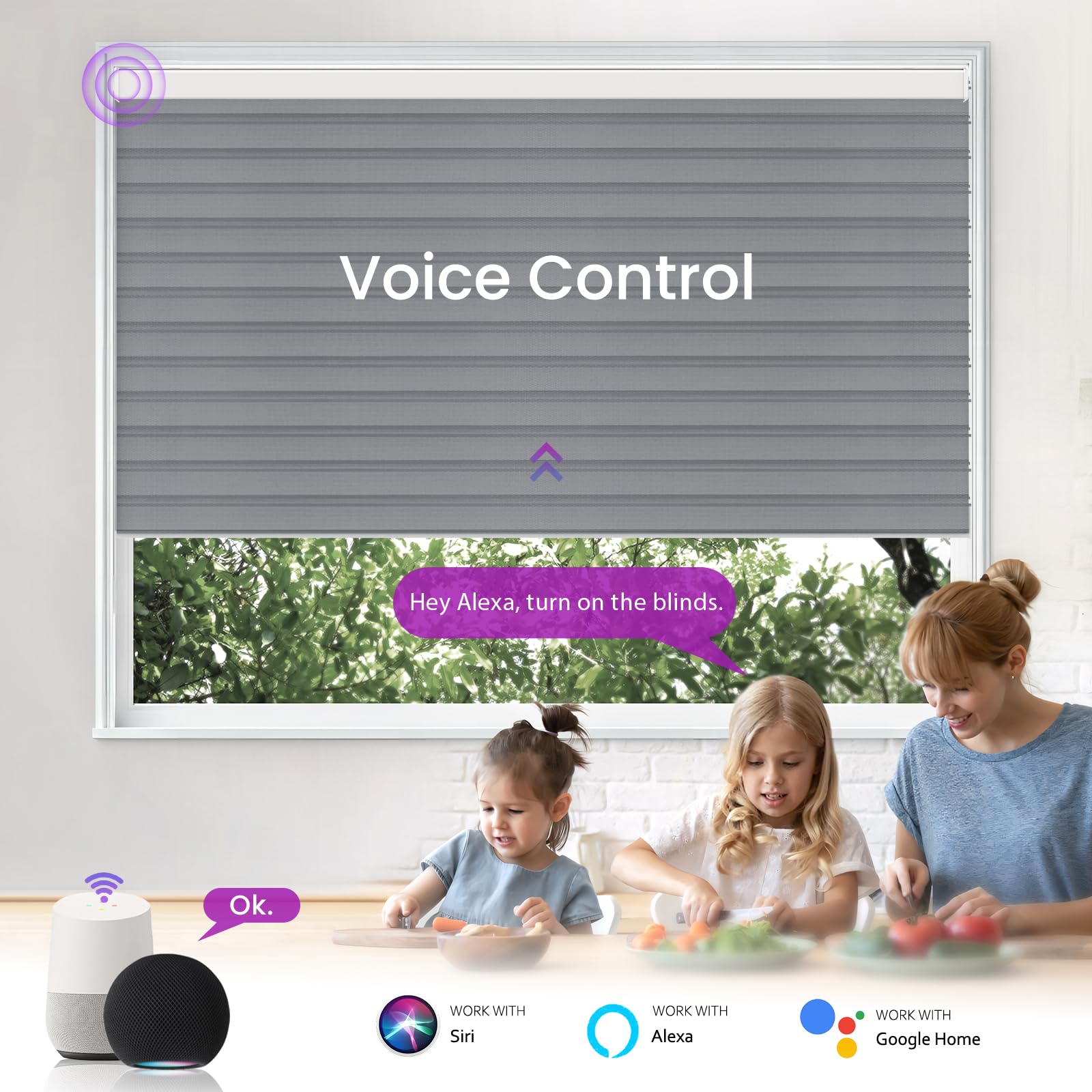 Smart Motorized Shangri-La Shades - Works with Alexa/Google