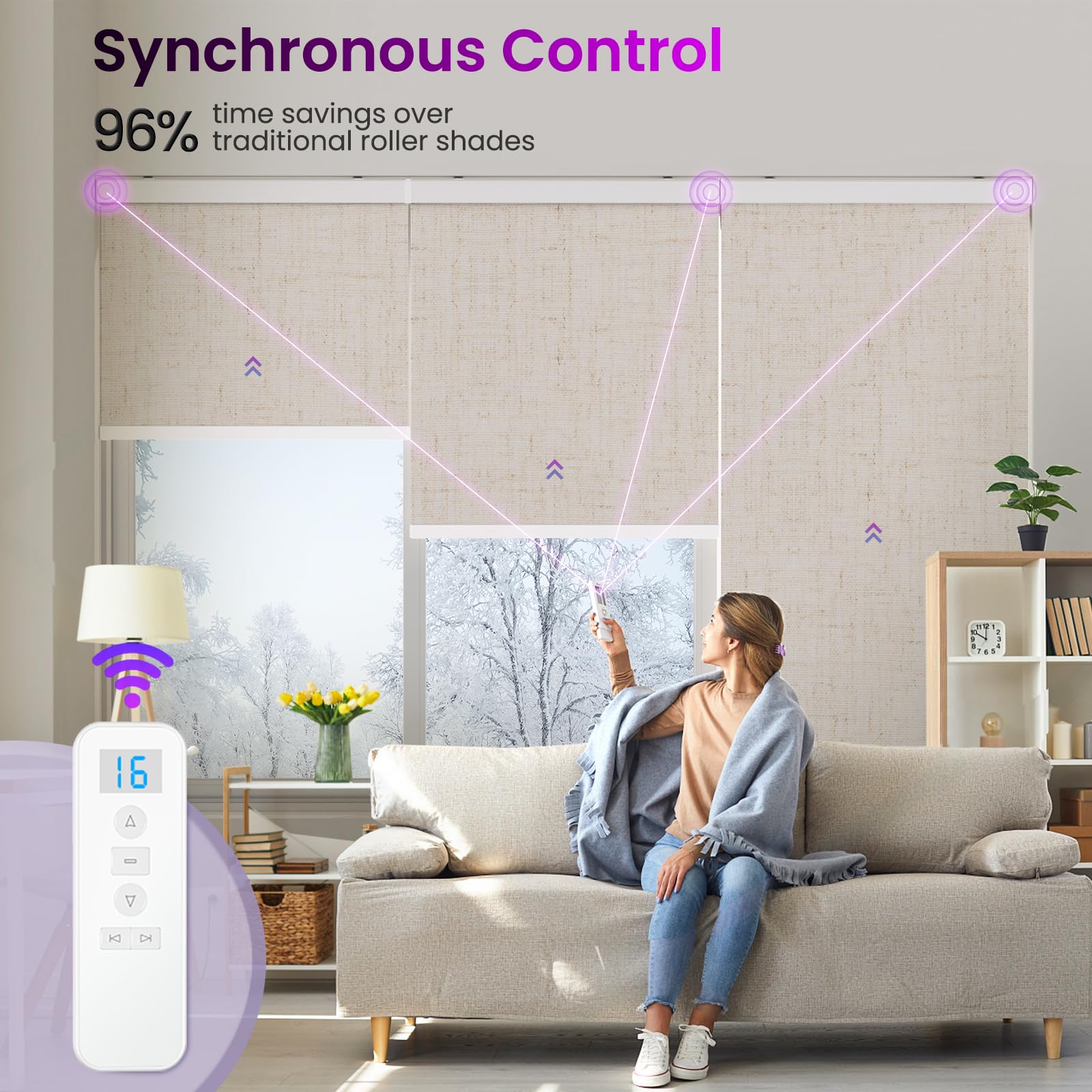 Smart Blackout Roller Shades - Motorized & Voice Controlled (Custom Sizes)​