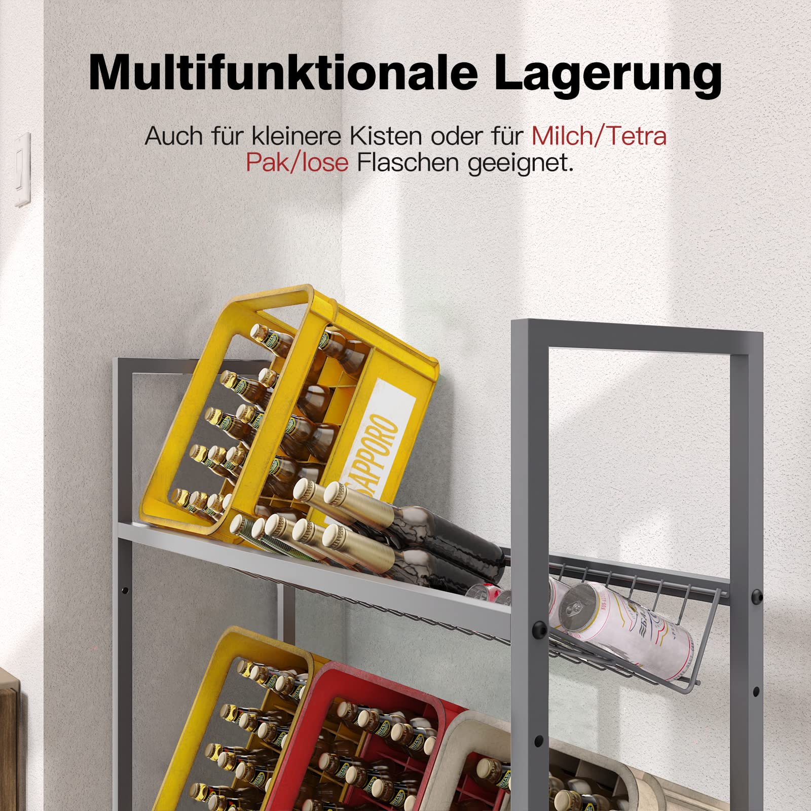 Adjustable Metal Beverage Crate Shelf (Holds 6 Crates)