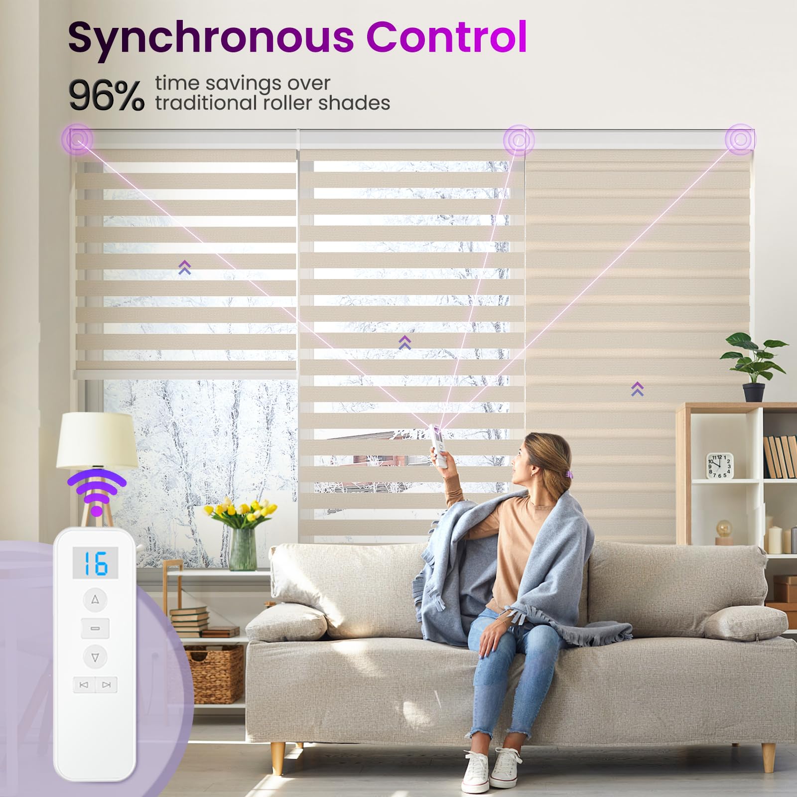 Smart Motorized Zebra Shades - Works with Alexa/Google