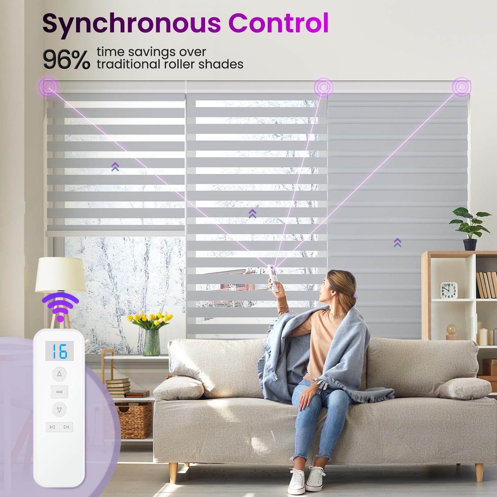 Smart Motorized Zebra Shades - Works with Alexa/Google