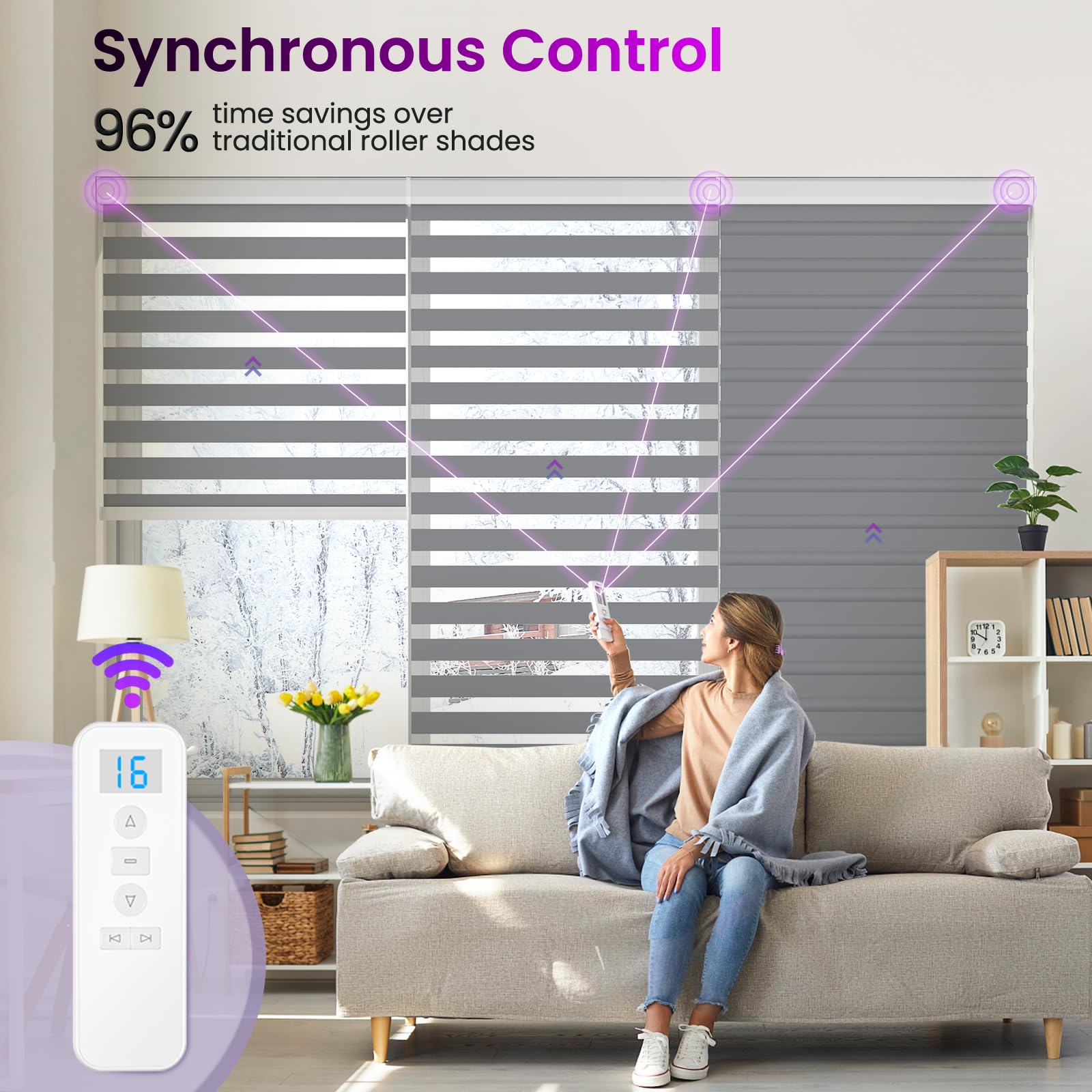 Smart Motorized Zebra Shades - Works with Alexa/Google