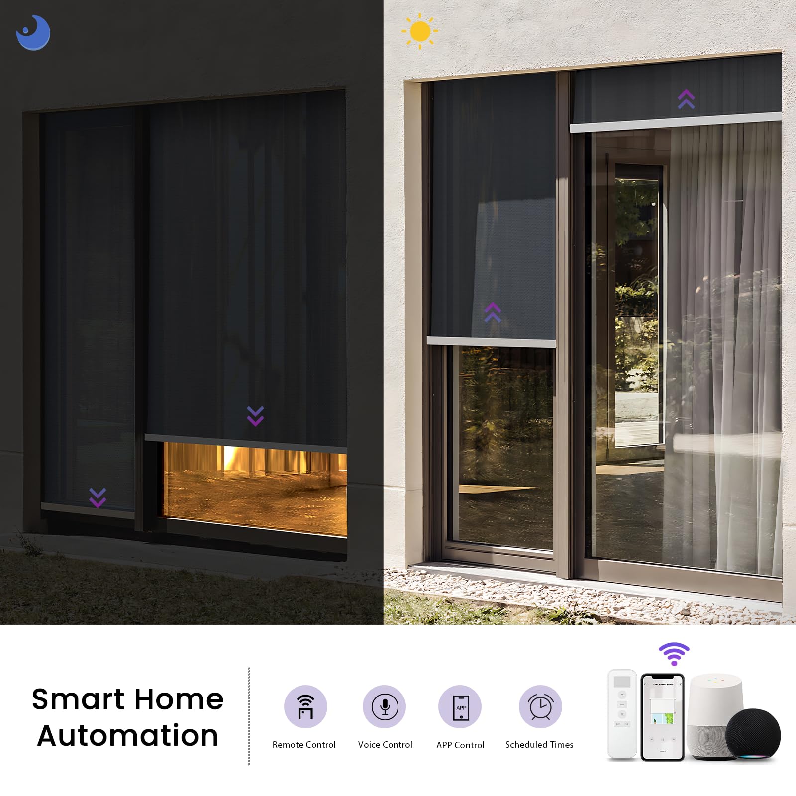 Smart Blackout Roller Shades - Motorized & Voice Controlled (Custom Sizes)​