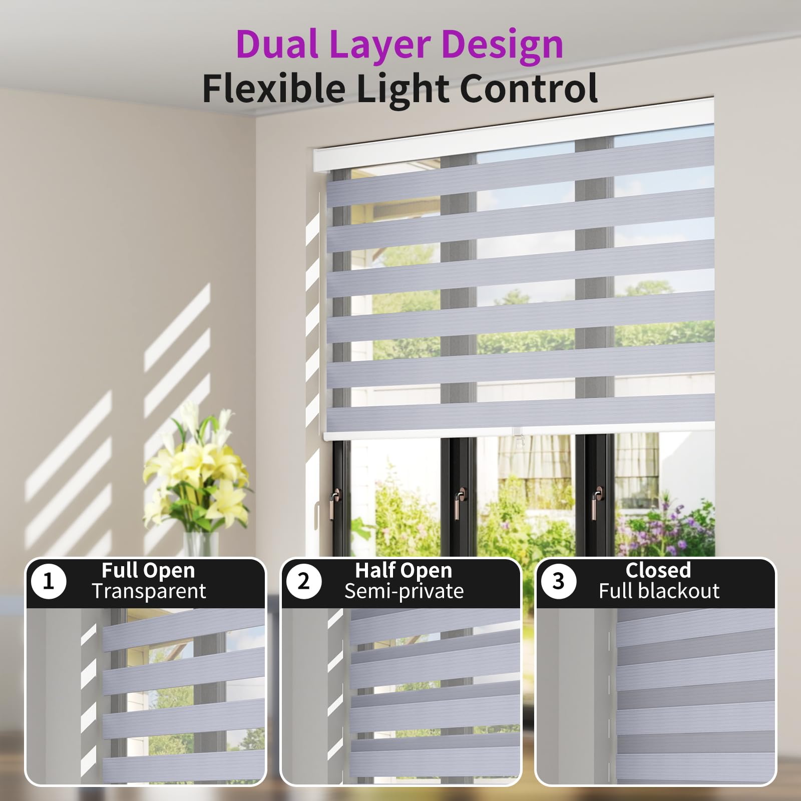 Zebra Sheer Roller Shades with Valance