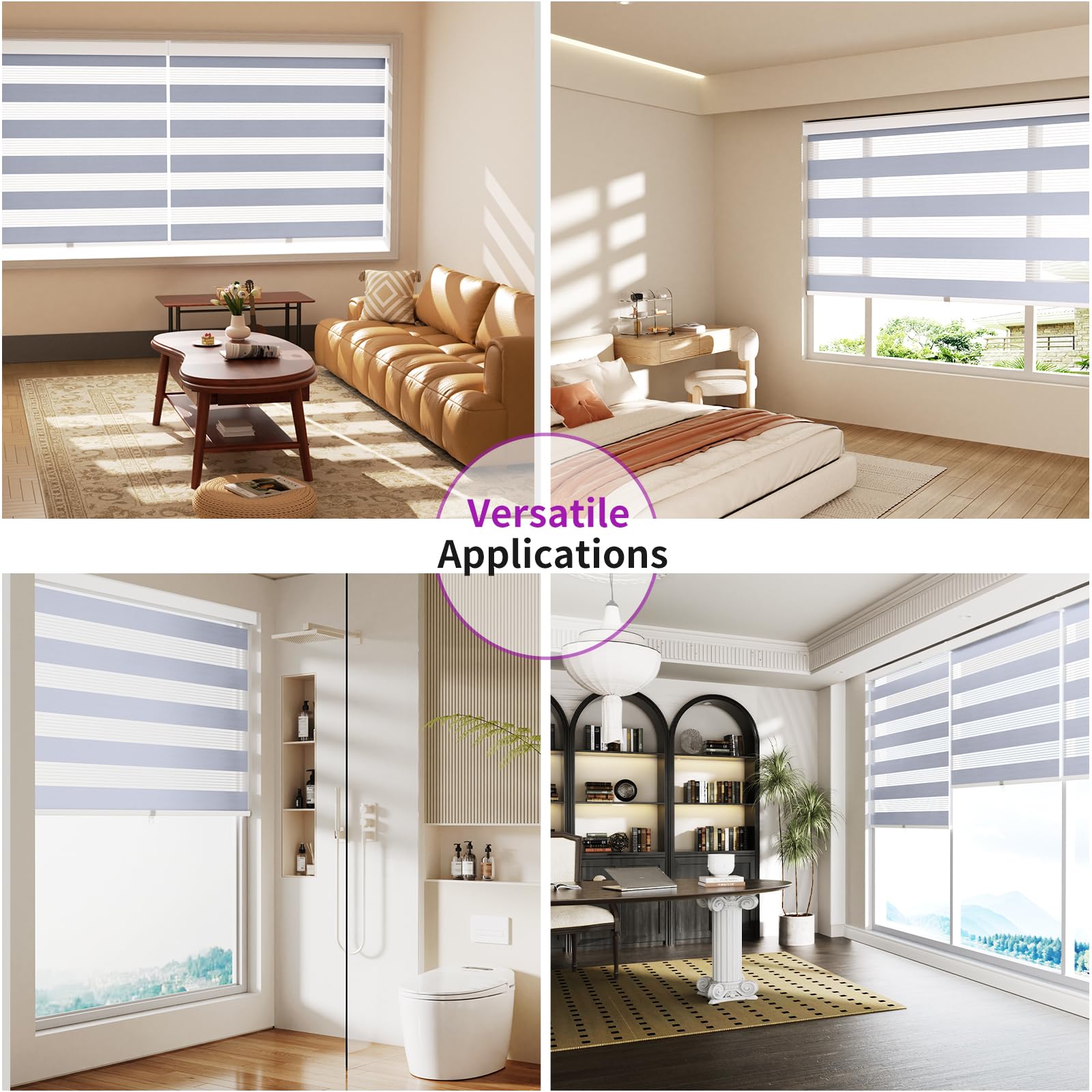 Zebra Sheer Roller Shades with Valance