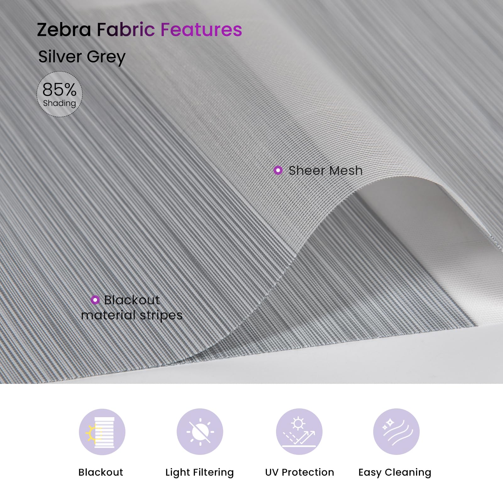 Smart Motorized Zebra Shades - Works with Alexa/Google